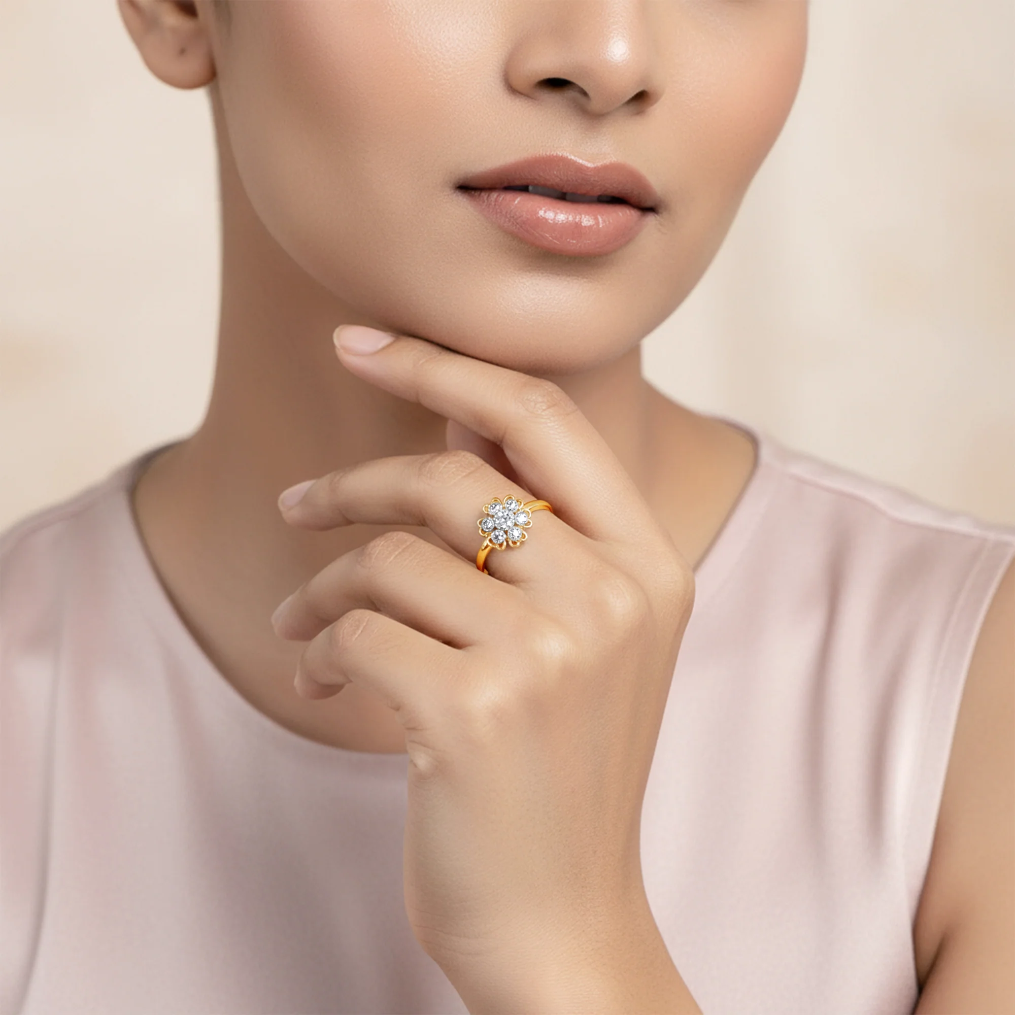 Gold Heart Bloom Lab Grown Diamond Ring - Image 3