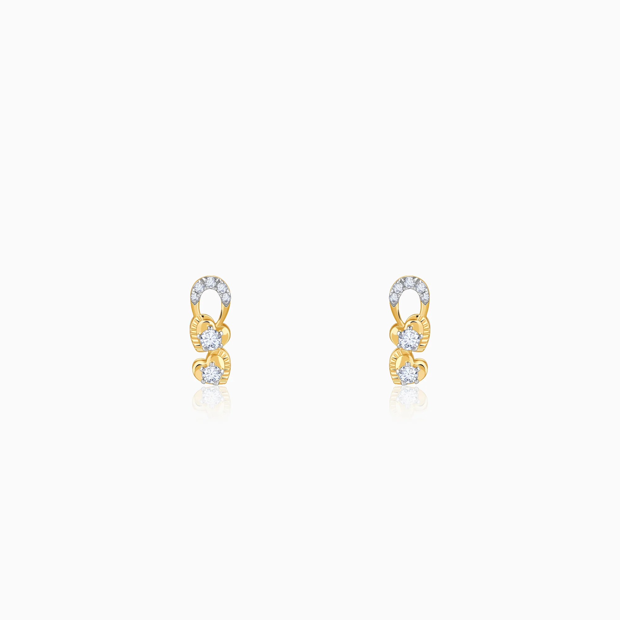Gold Heart Drop Lab Grown Diamond Earrings