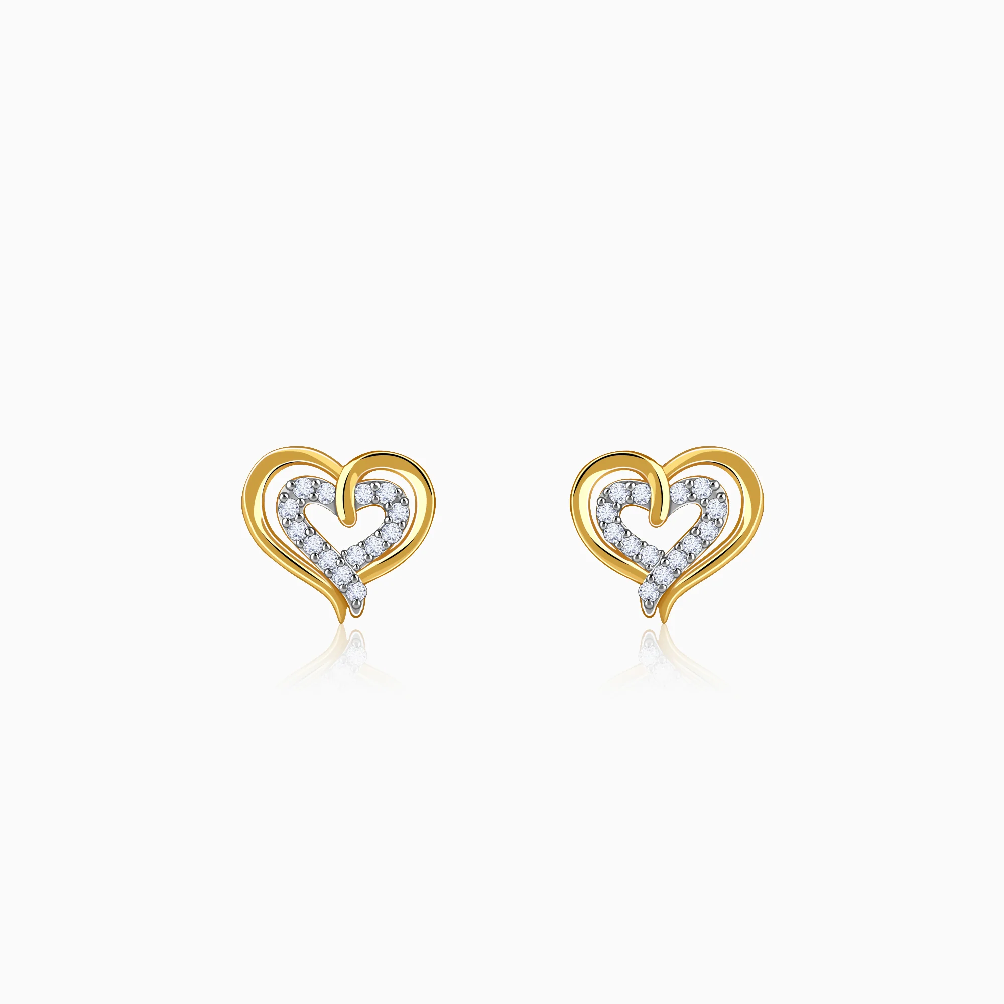 Gold Heart Frame Lab Grown Diamond Studs