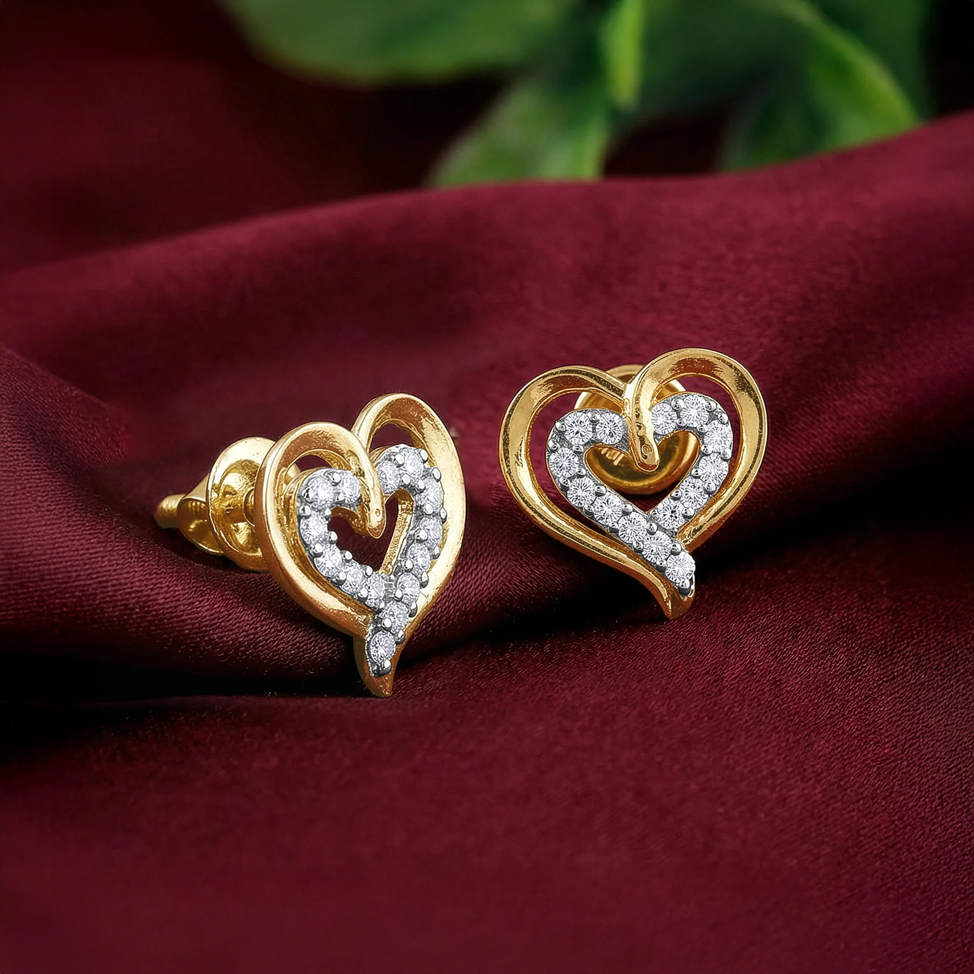 Gold Heart Frame Lab Grown Diamond Studs - Image 2