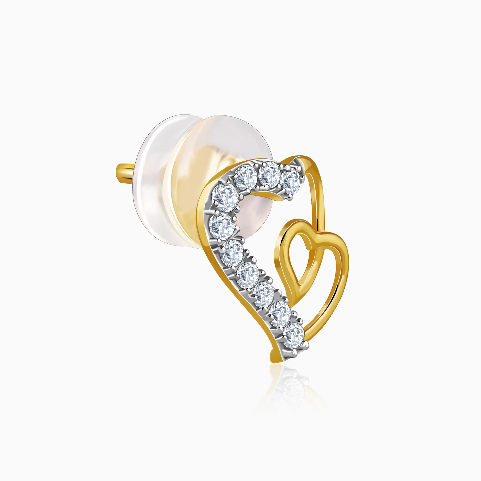 Gold Heart Linked Lab Grown Diamond Studs - Image 4