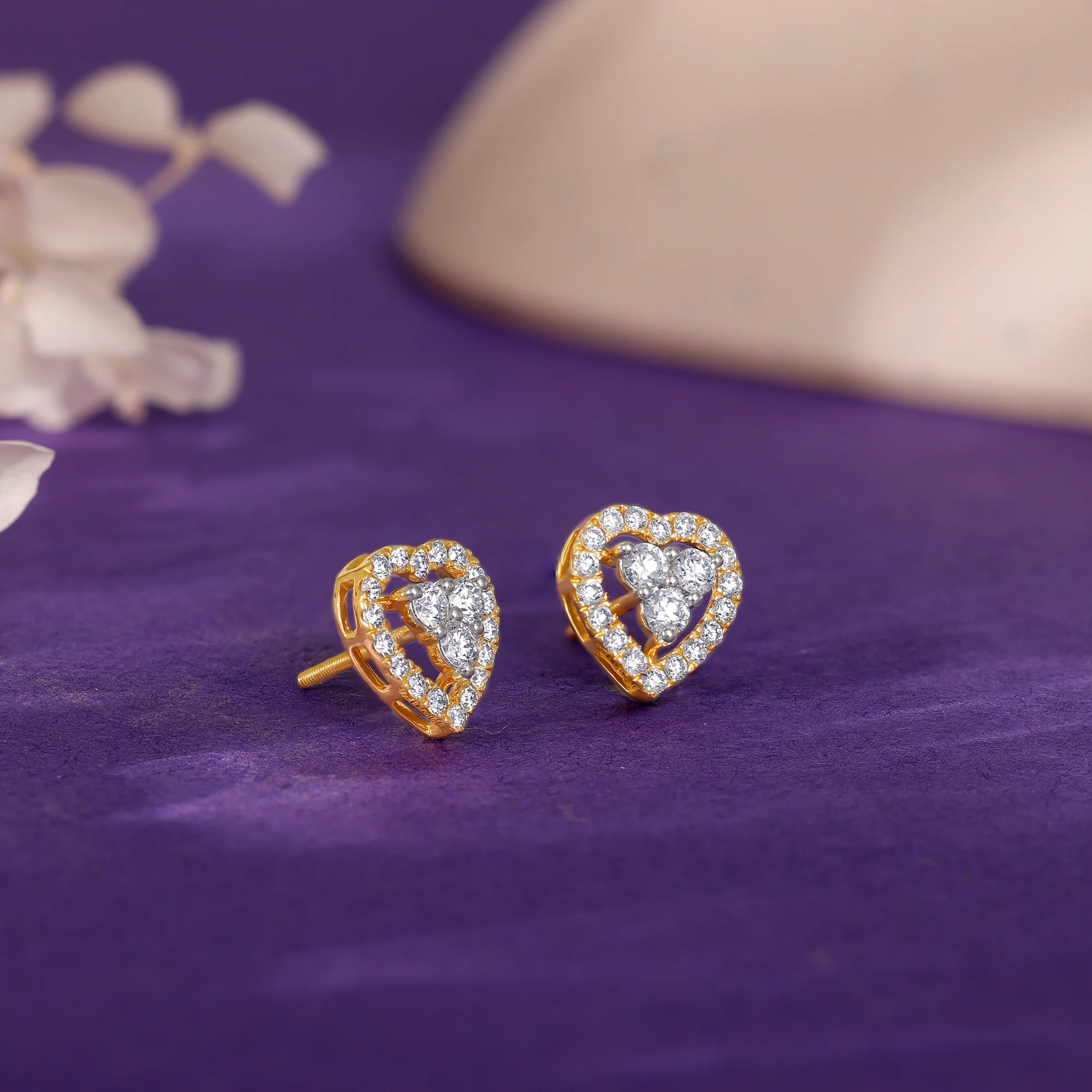 Gold Heartlet Diamond Earrings - Image 2