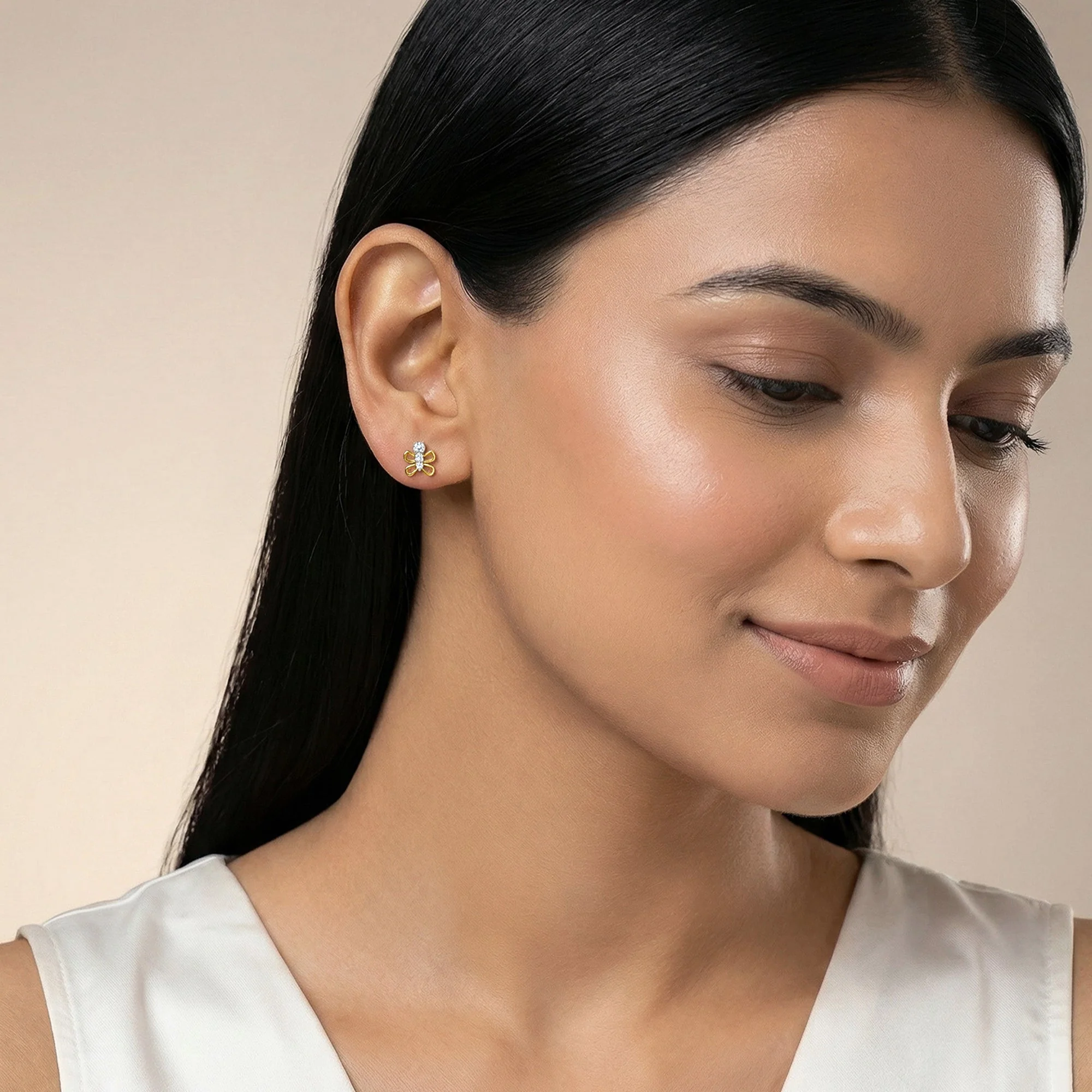 Gold Hedylidae Lab Grown Diamond Earrings - Image 3