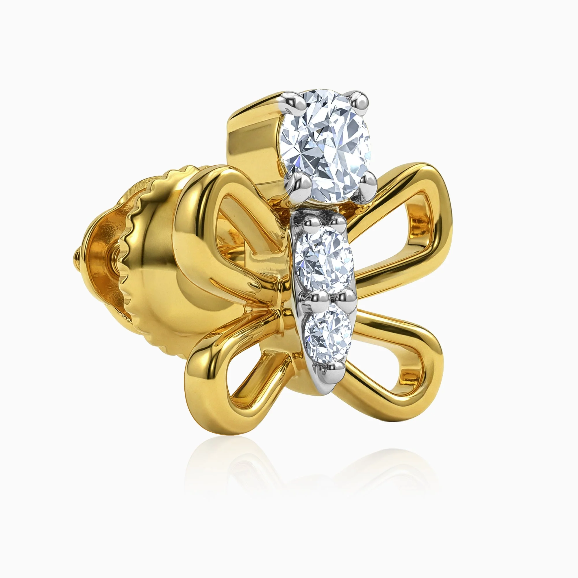 Gold Hedylidae Lab Grown Diamond Earrings - Image 4