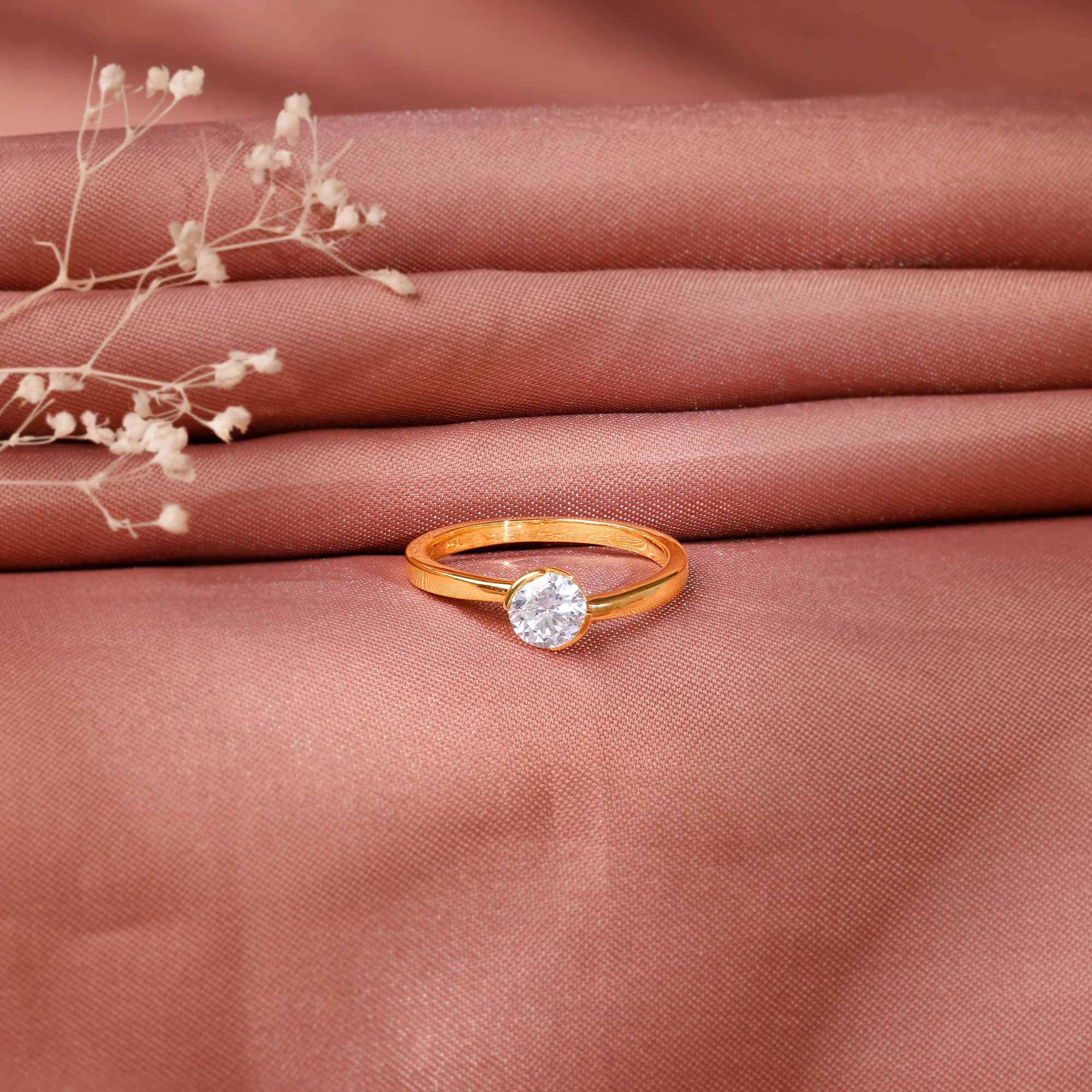 Gold Hug Solitaire Lab Grown Diamond Ring - Image 2