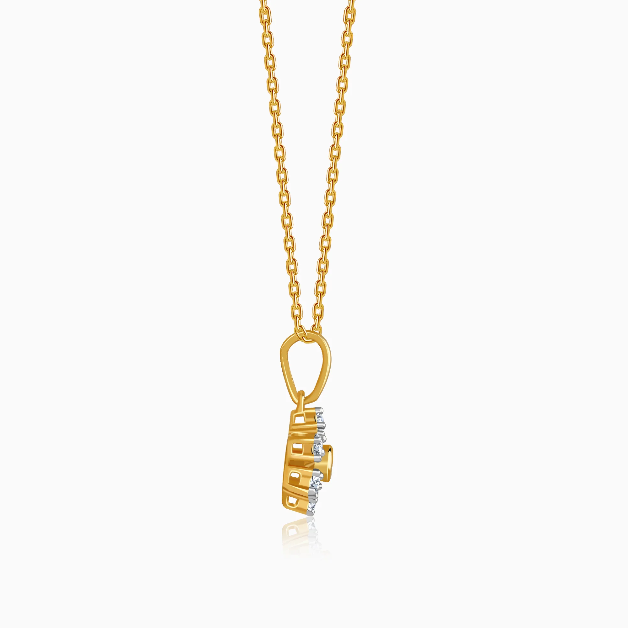 Gold Indent Flora Lab Grown Diamond Pendant - Image 5