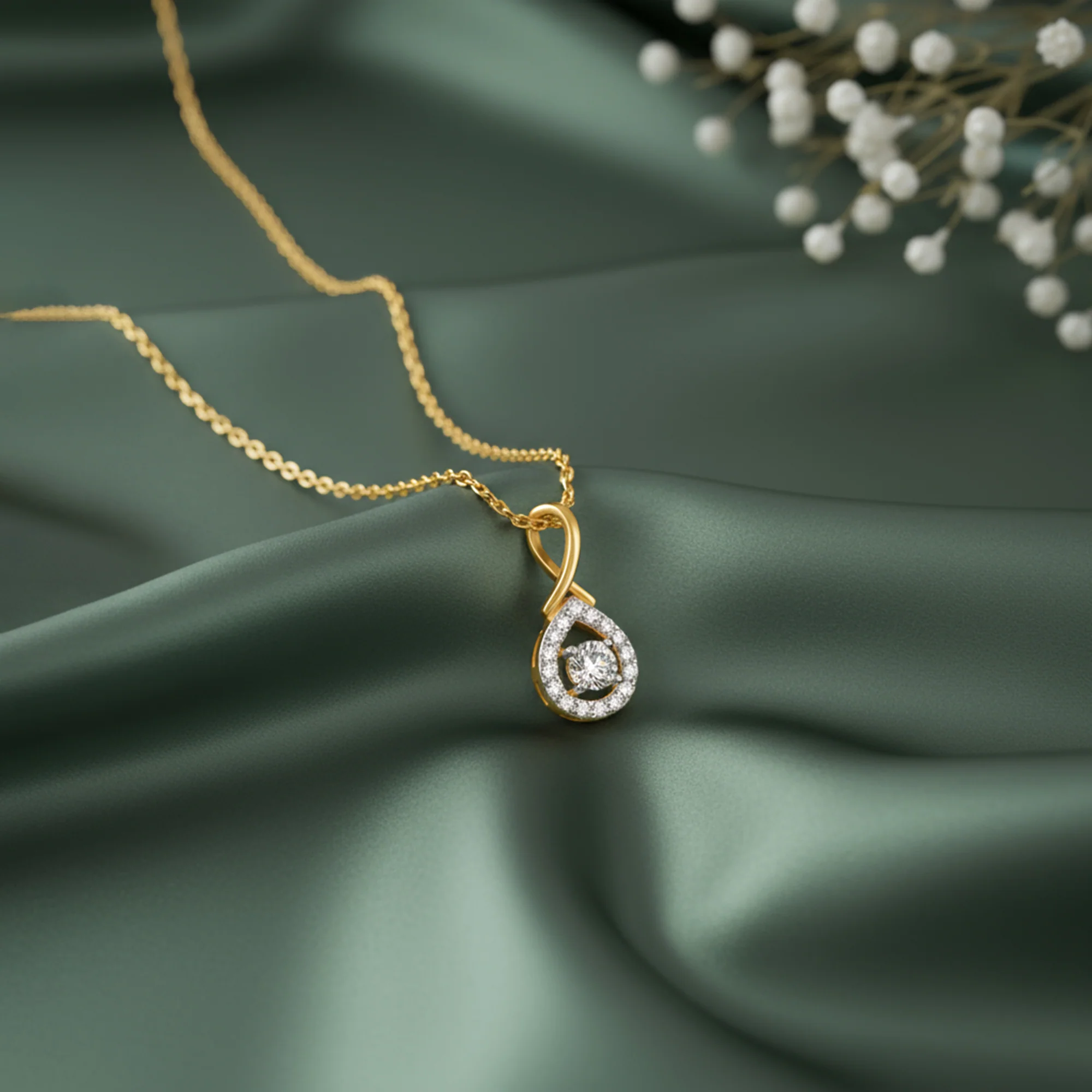Gold Infinite Drop Lab Grown Diamond Pendant - Image 2