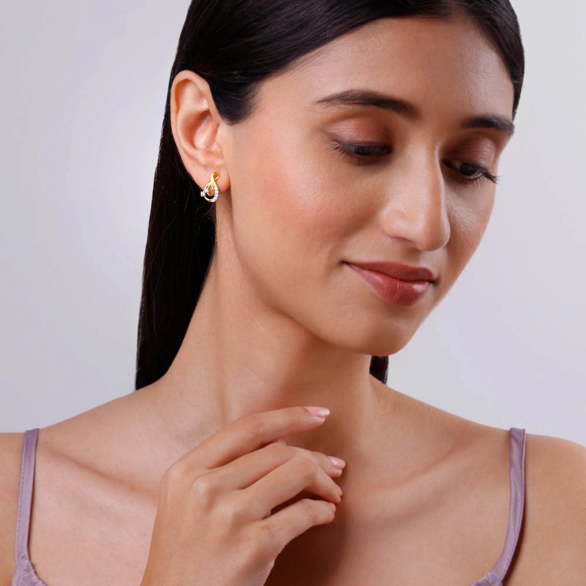 Gold Infinitude Lab Grown Diamond Earrings - Image 3