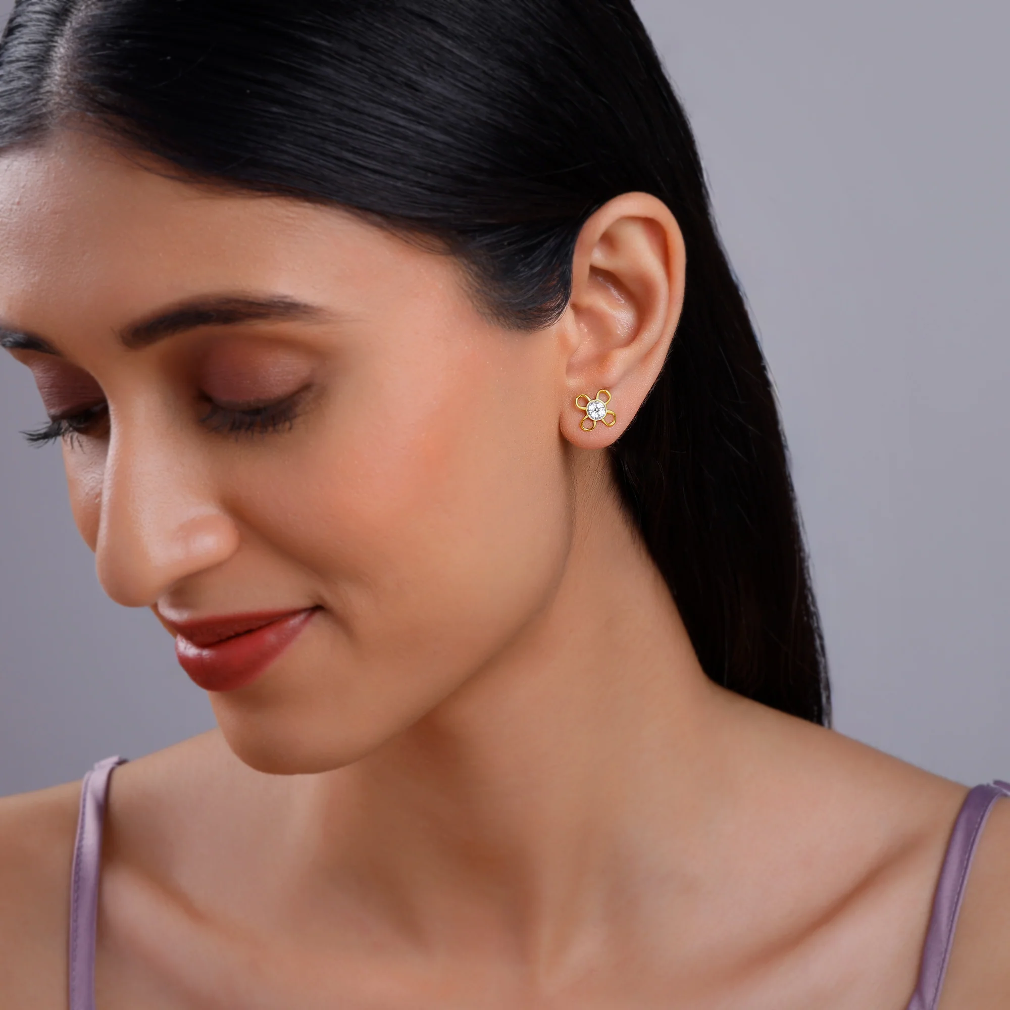 Gold Ixora Lab Grown Diamond Studs - Image 3