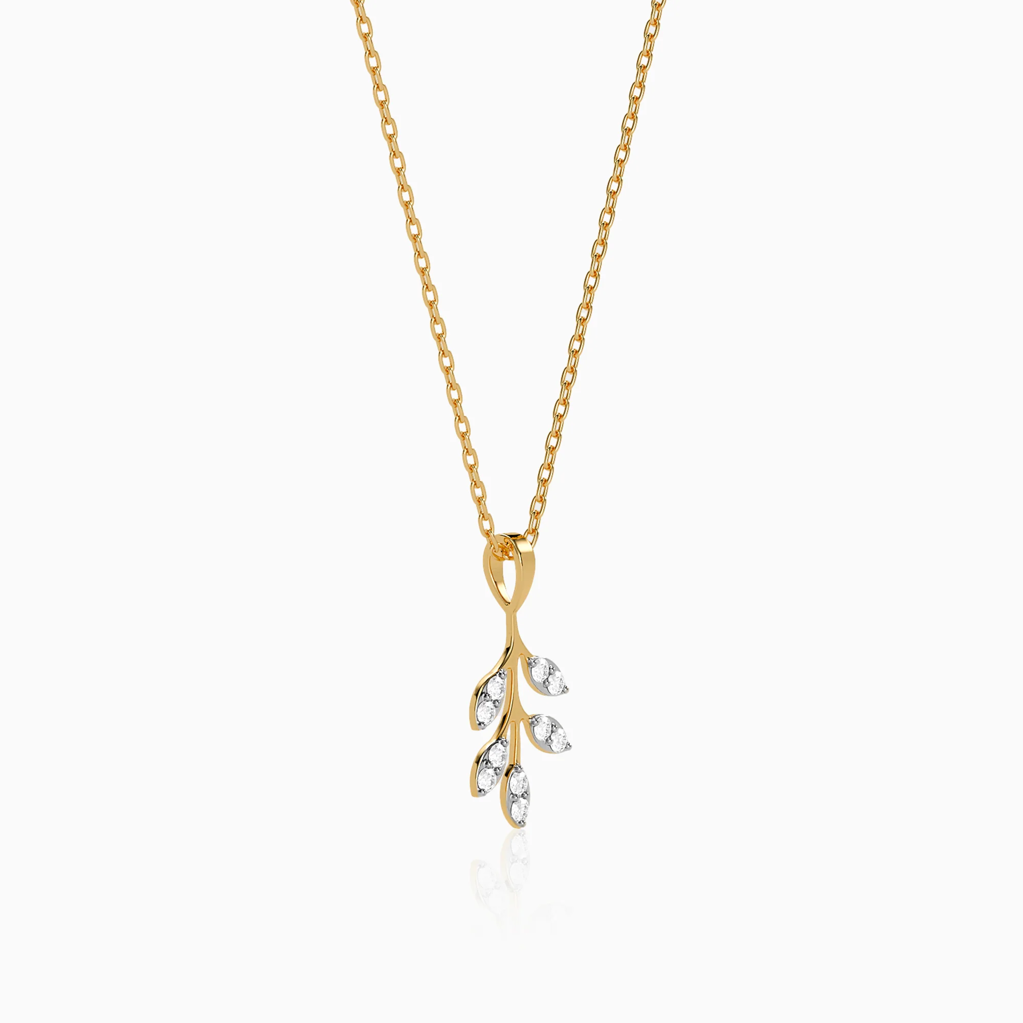Gold Leaf Bliss Lab Grown Diamond Pendant - Image 4