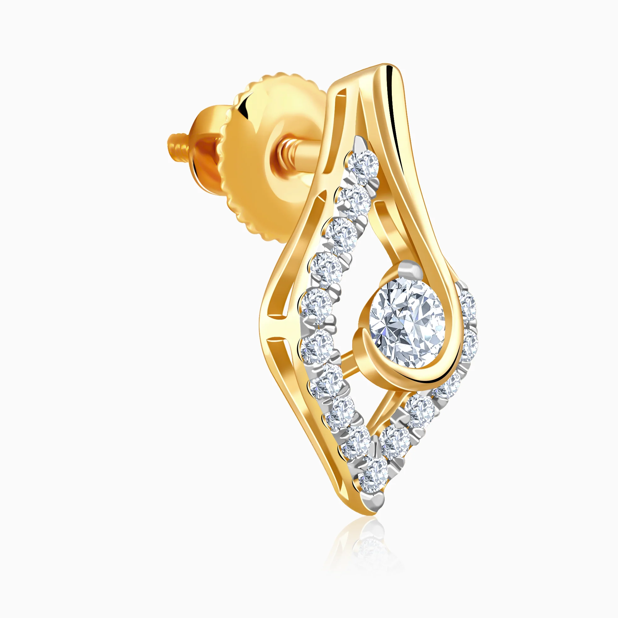 Gold Leaflet Sparkle Lab Grown Diamond Studs - Image 4