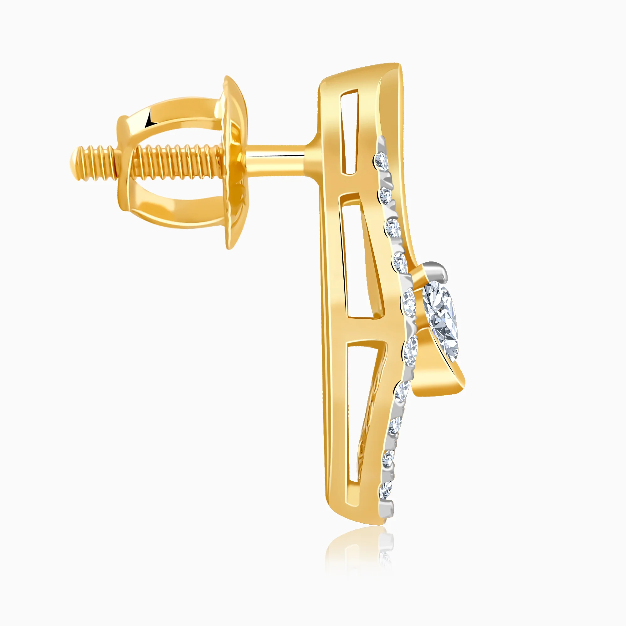 Gold Leaflet Sparkle Lab Grown Diamond Studs - Image 5
