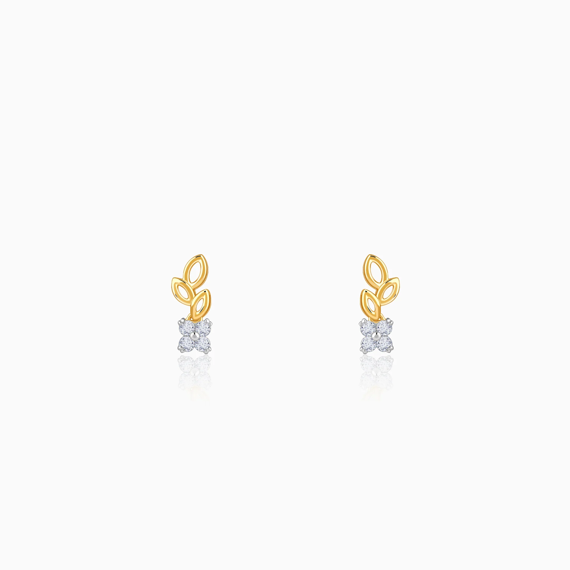 Gold Leaflight Charm Lab Grown Diamond Earrings