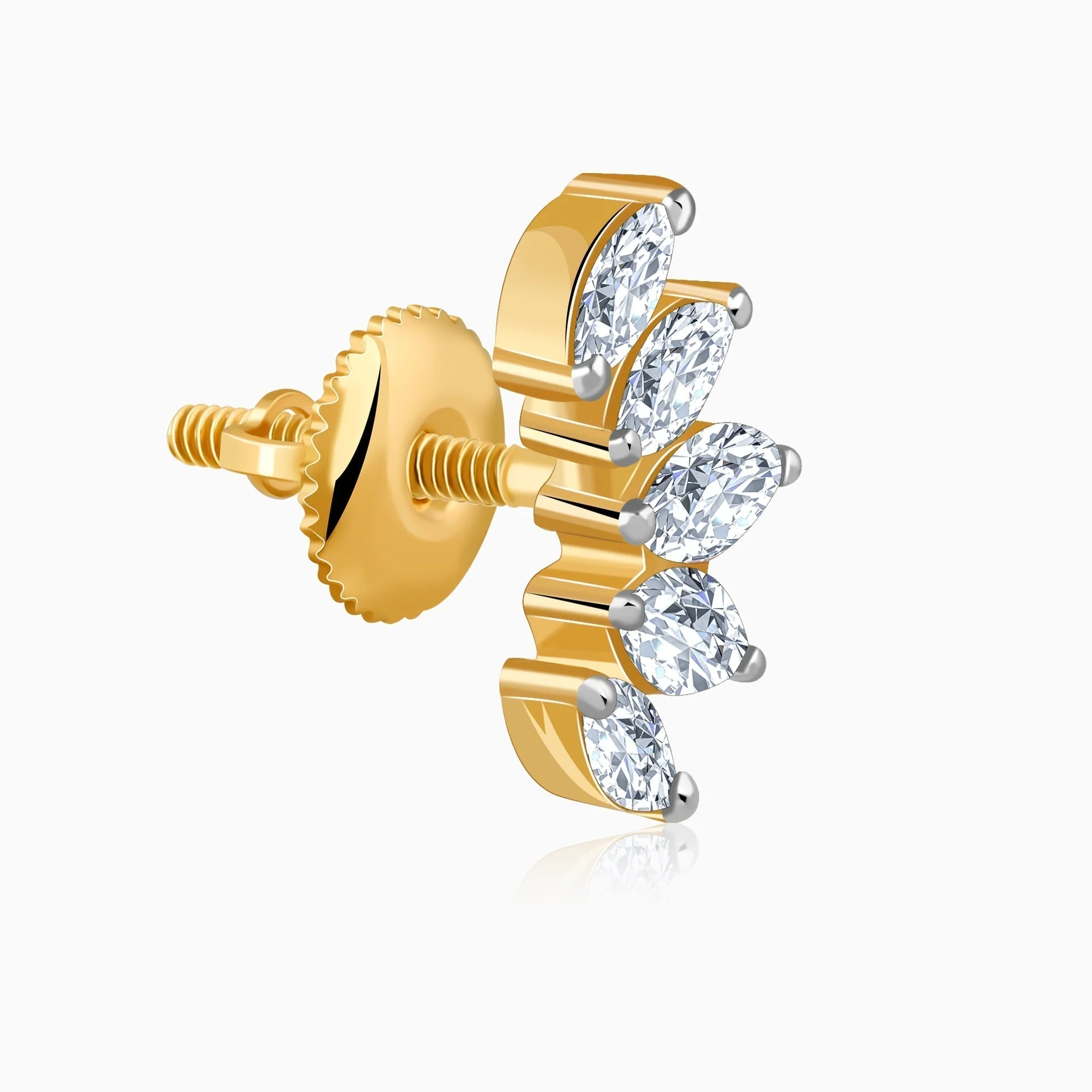 Gold Lotus Petals Lab Grown Diamond Earrings - Image 4