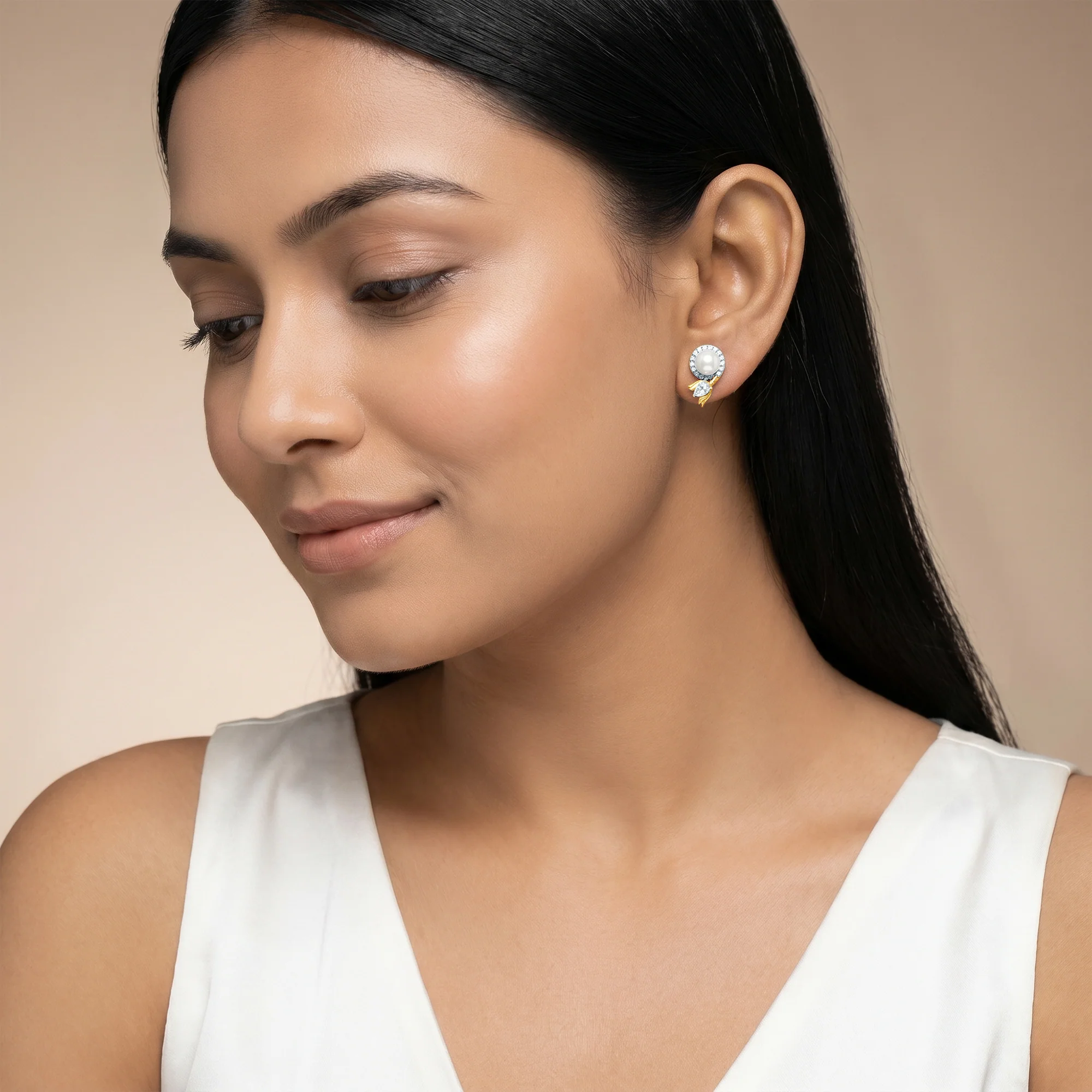 Gold Lotus Within Lab Grown Diamond Earrings - Image 3