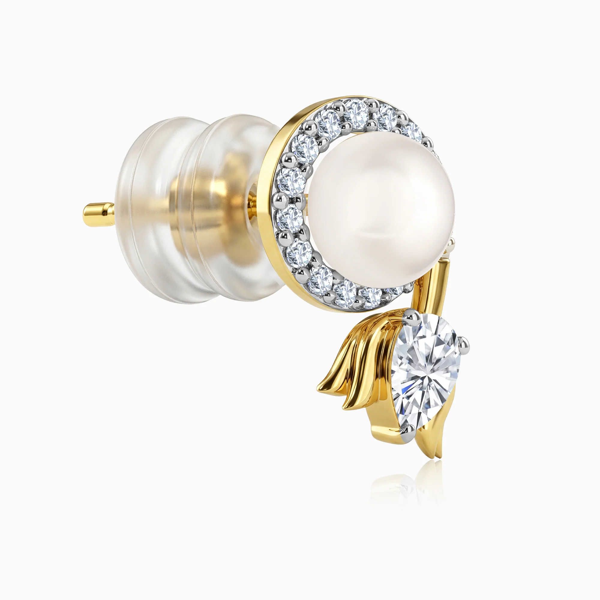 Gold Lotus Within Lab Grown Diamond Earrings - Image 4