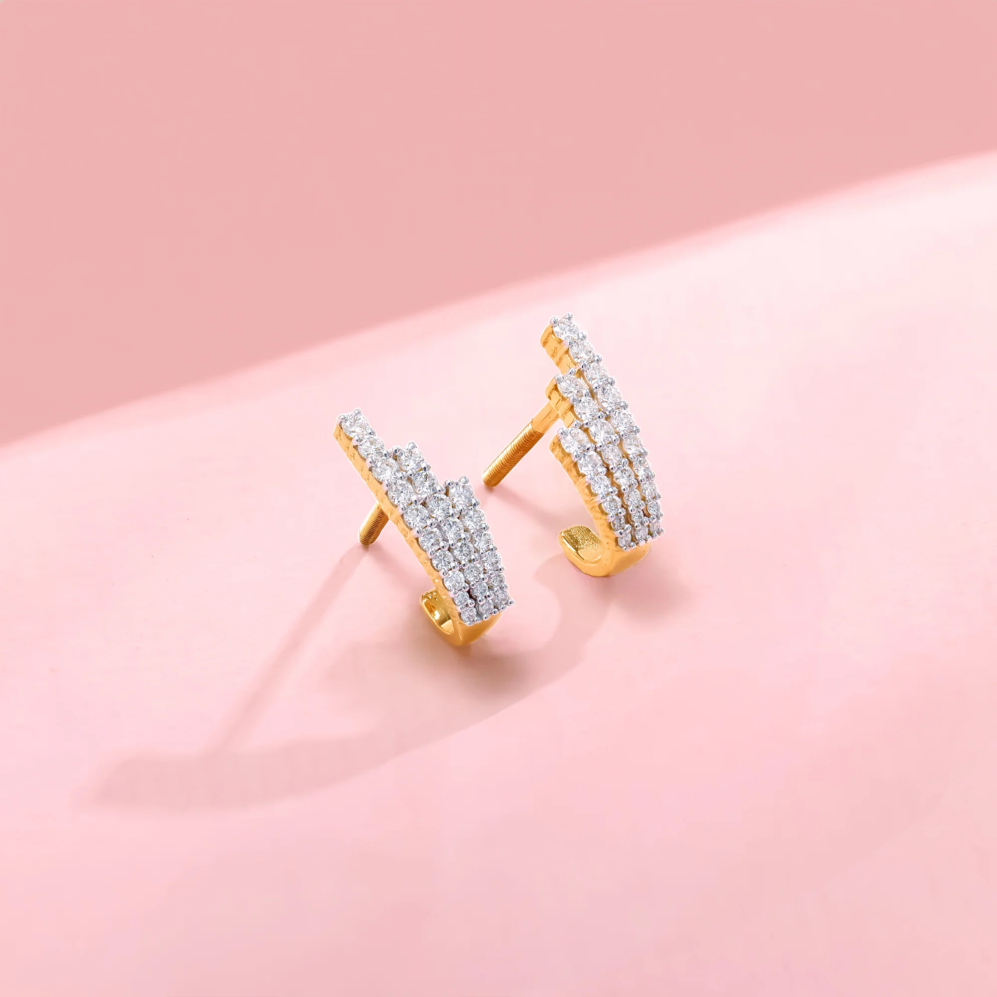 Gold Lumiere Lab Grown Diamond Semi Hoop Earrings - Image 2