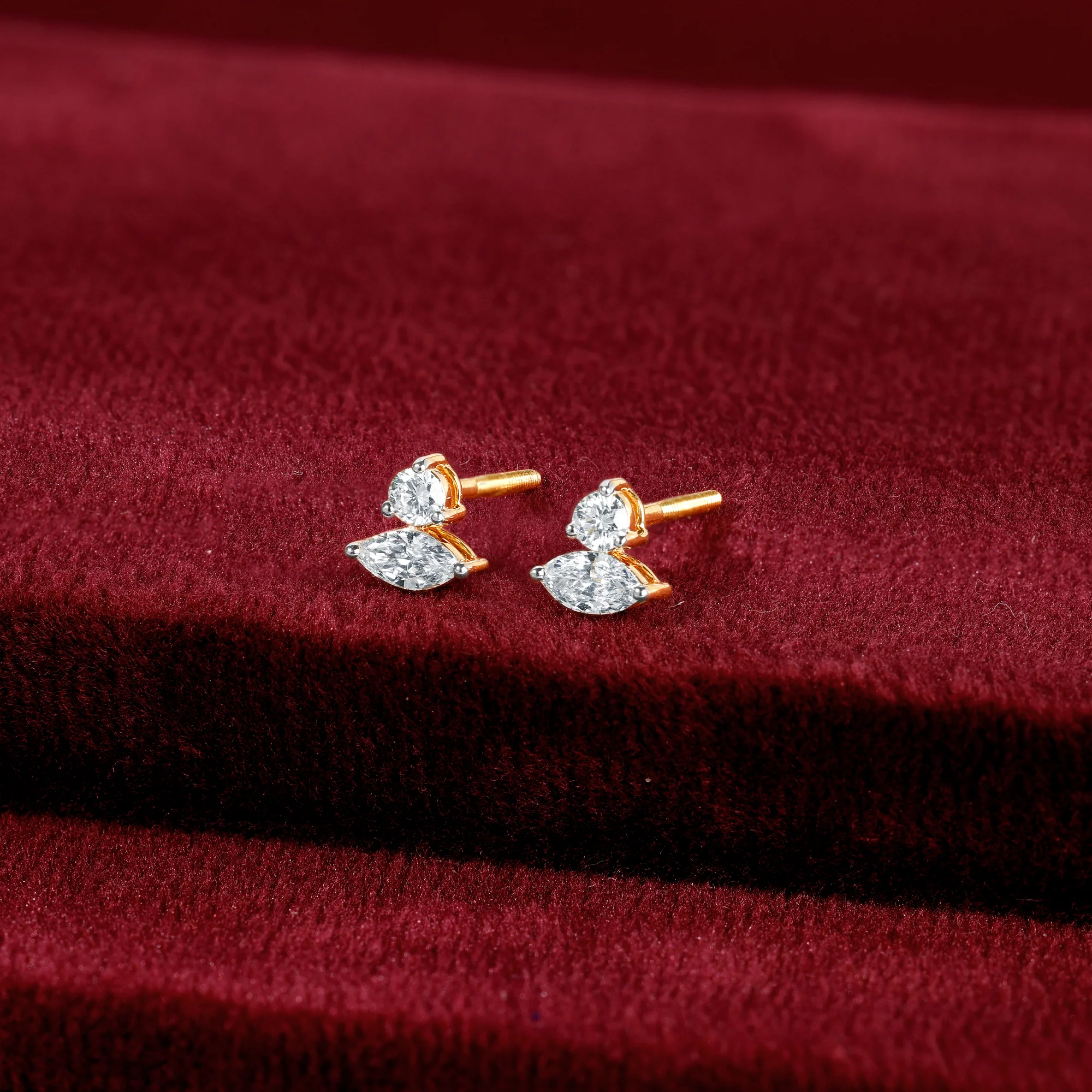 Gold Lumina Marquise Lab Grown Diamond Stud Earrings - Image 2