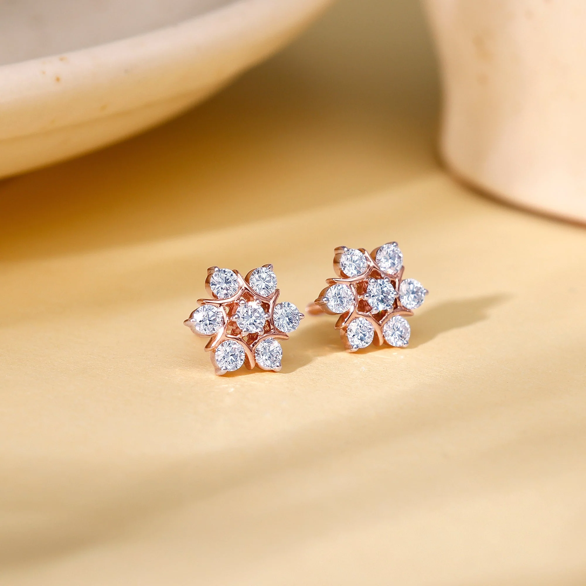 Gold Luminary Solitaire Diamond Earrings - Image 2