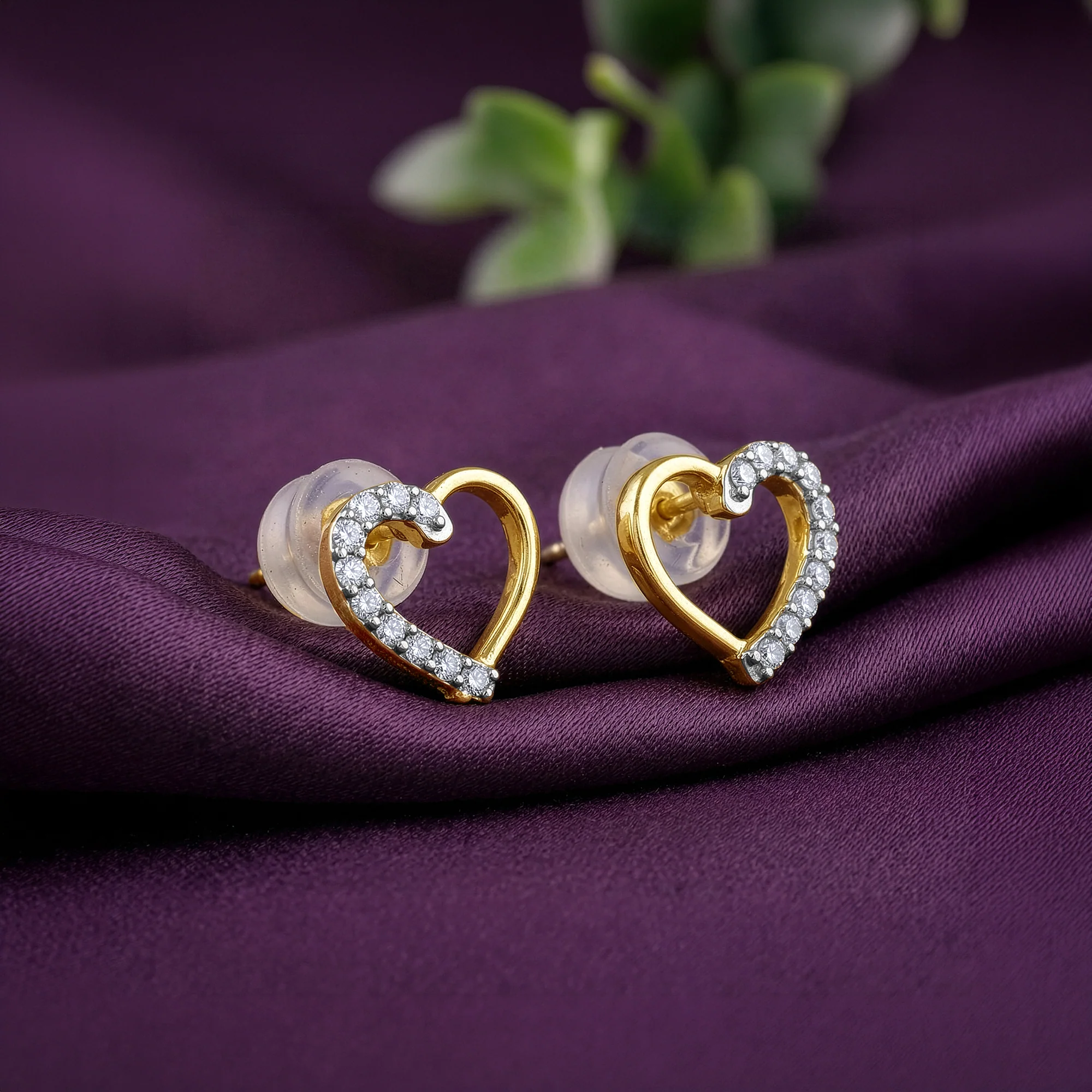 Gold Luminous Hearts Lab Grown Diamond Earrings - Image 2