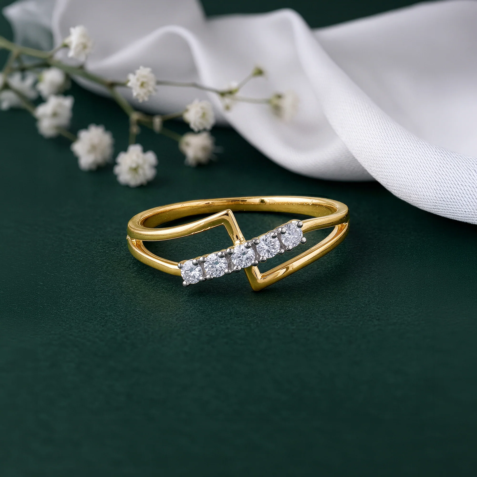Gold Lustre Whirl Lab Grown Diamond Ring (Size 12) - Image 2