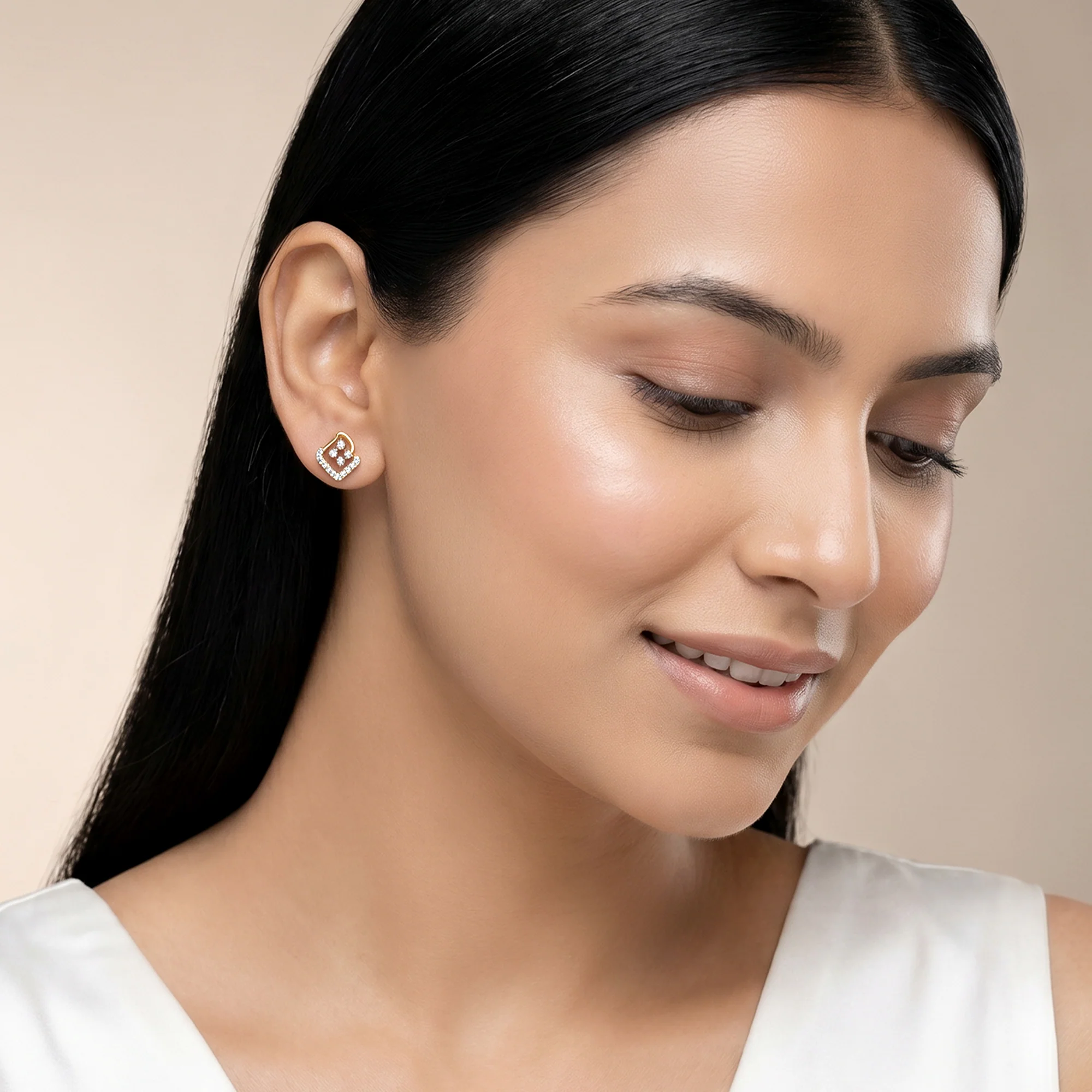 Gold Lyra Lab Grown Diamond Earrings - Image 3