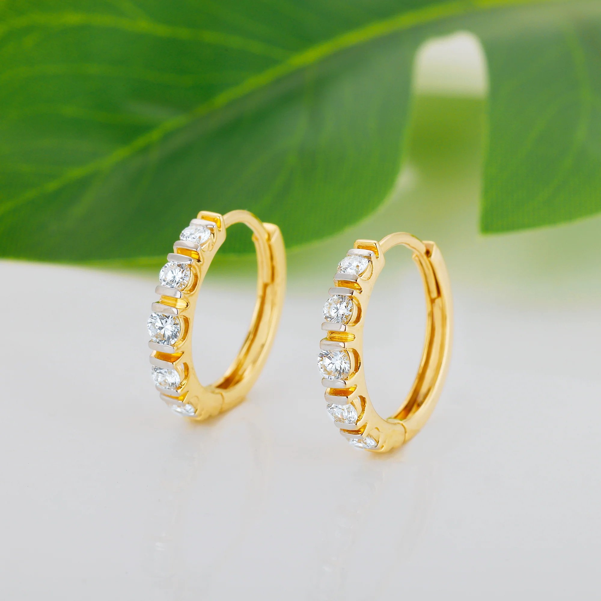 Gold Magnificent Glam Diamond Hoop Earrings - Image 2