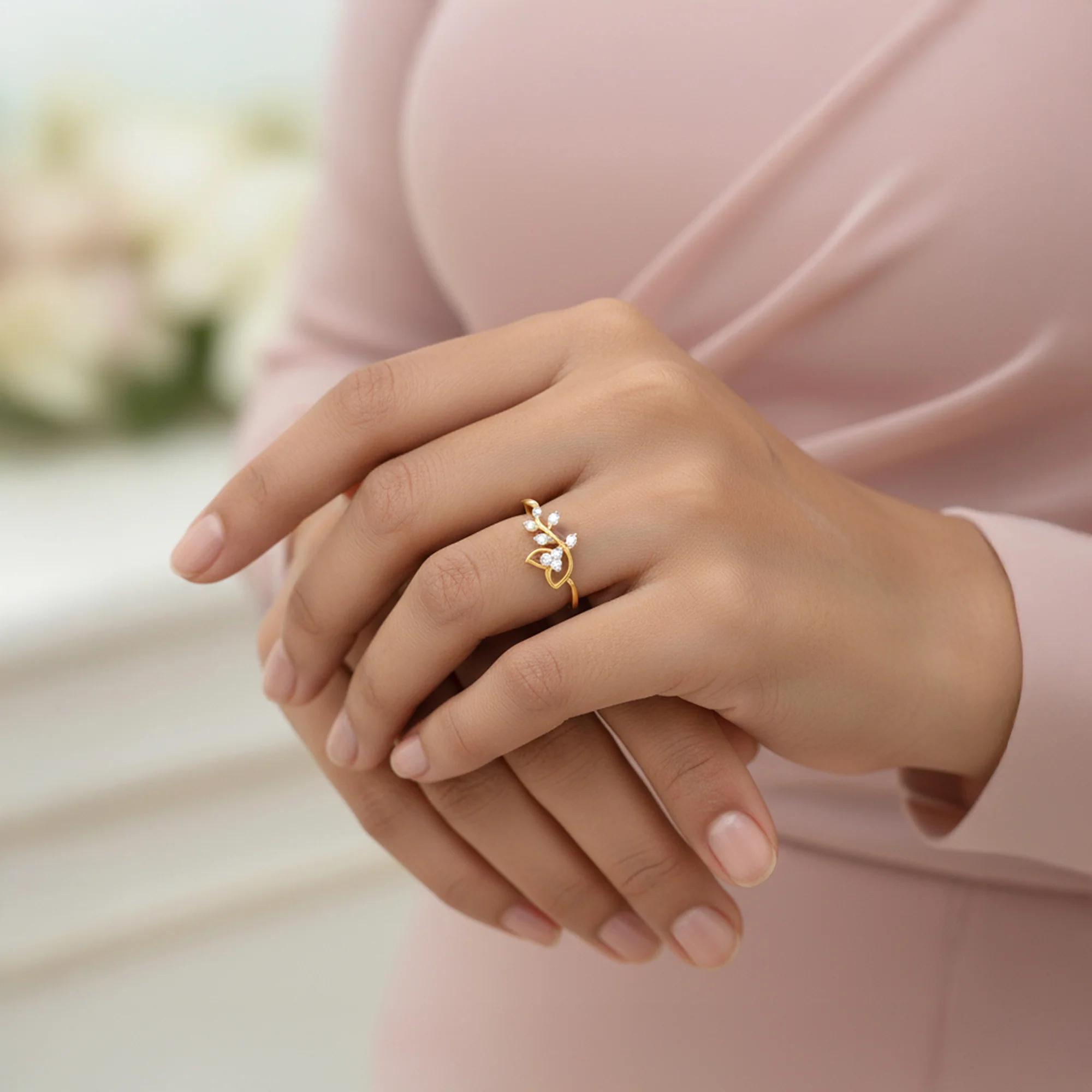 Gold Magnificent Petals Lab Grown Diamond Ring - Image 3