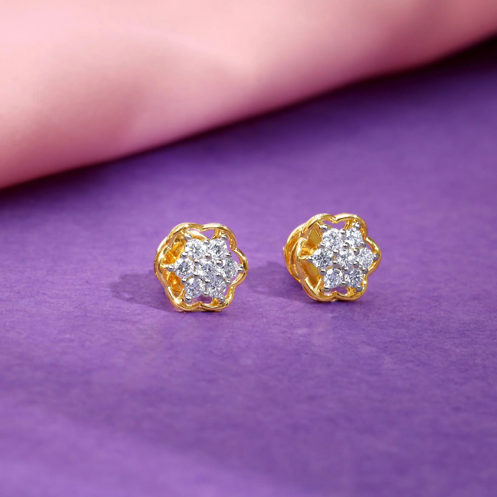 Gold Mana Lab Grown Diamond Stud Earrings - Image 2