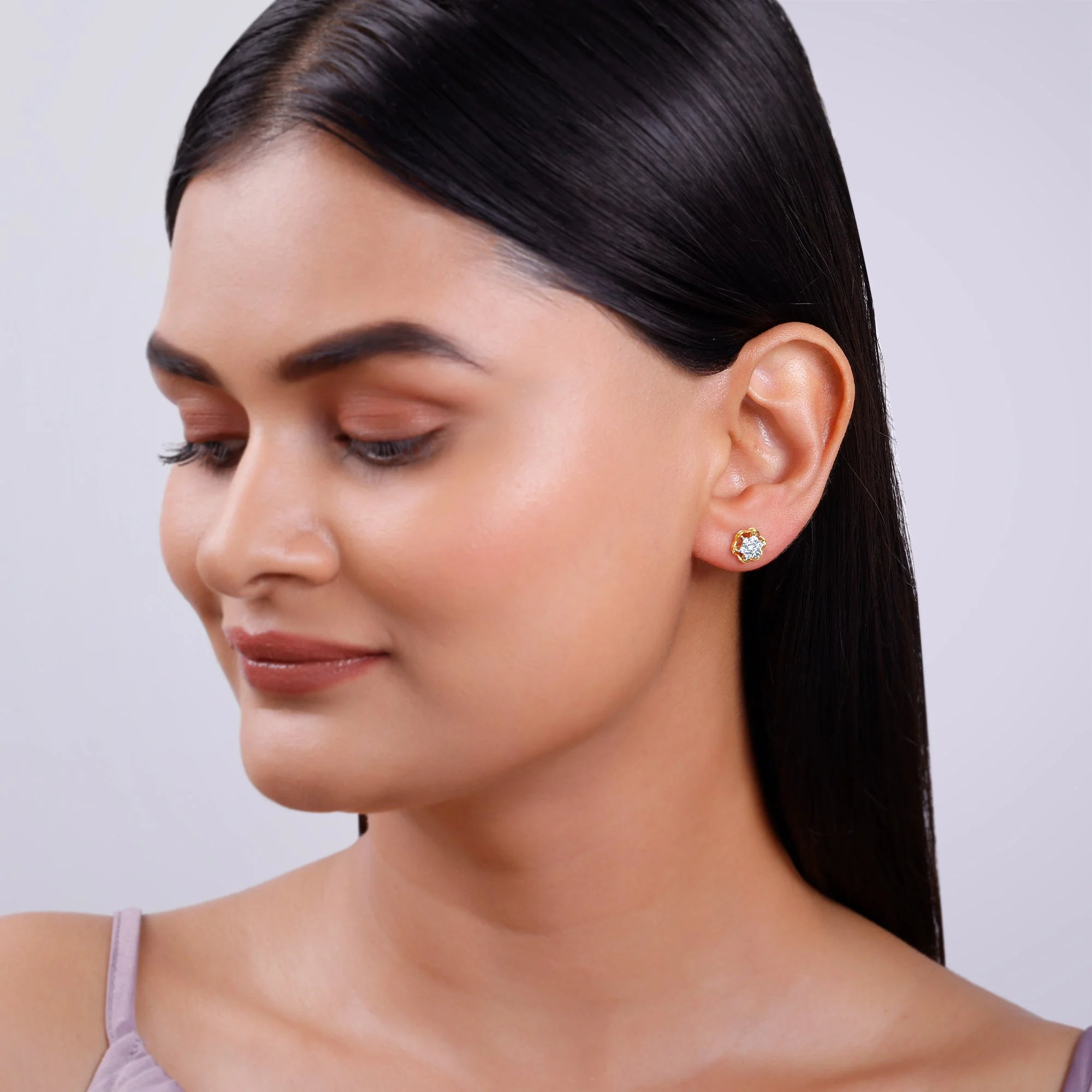 Gold Mana Lab Grown Diamond Stud Earrings - Image 3