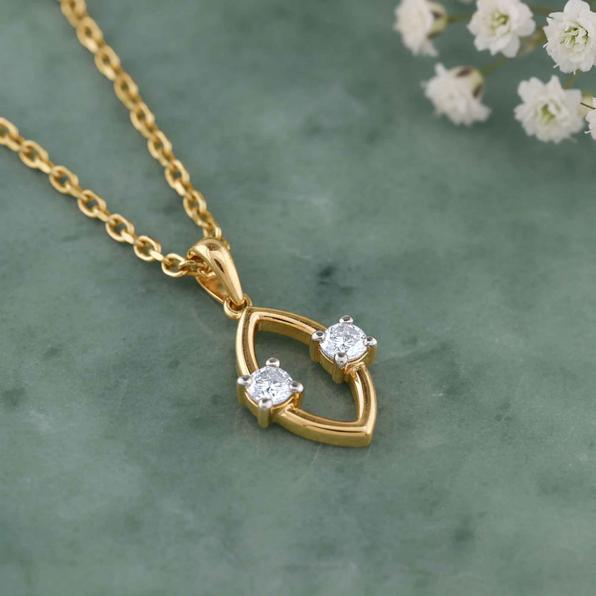 Gold Marquise Gleam Lab Grown Diamond Pendant - Image 2