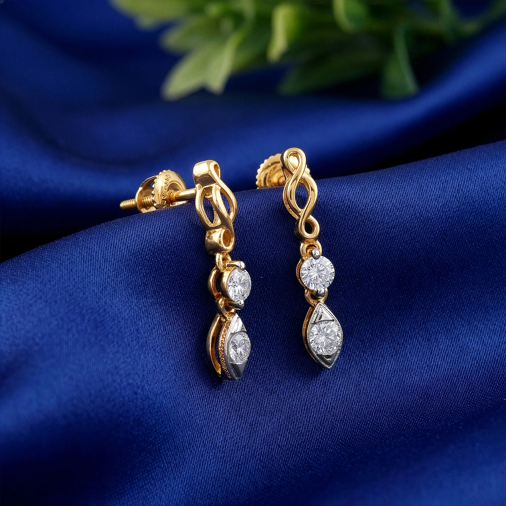 Gold Marquisite Shine Lab Grown Diamond Earrings - Image 2