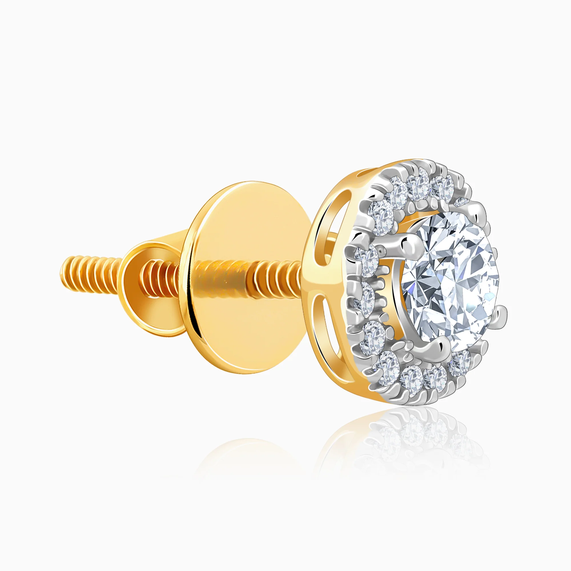 Gold Minerva Halo Soliatire Lab Grown Diamond Studs - Image 4