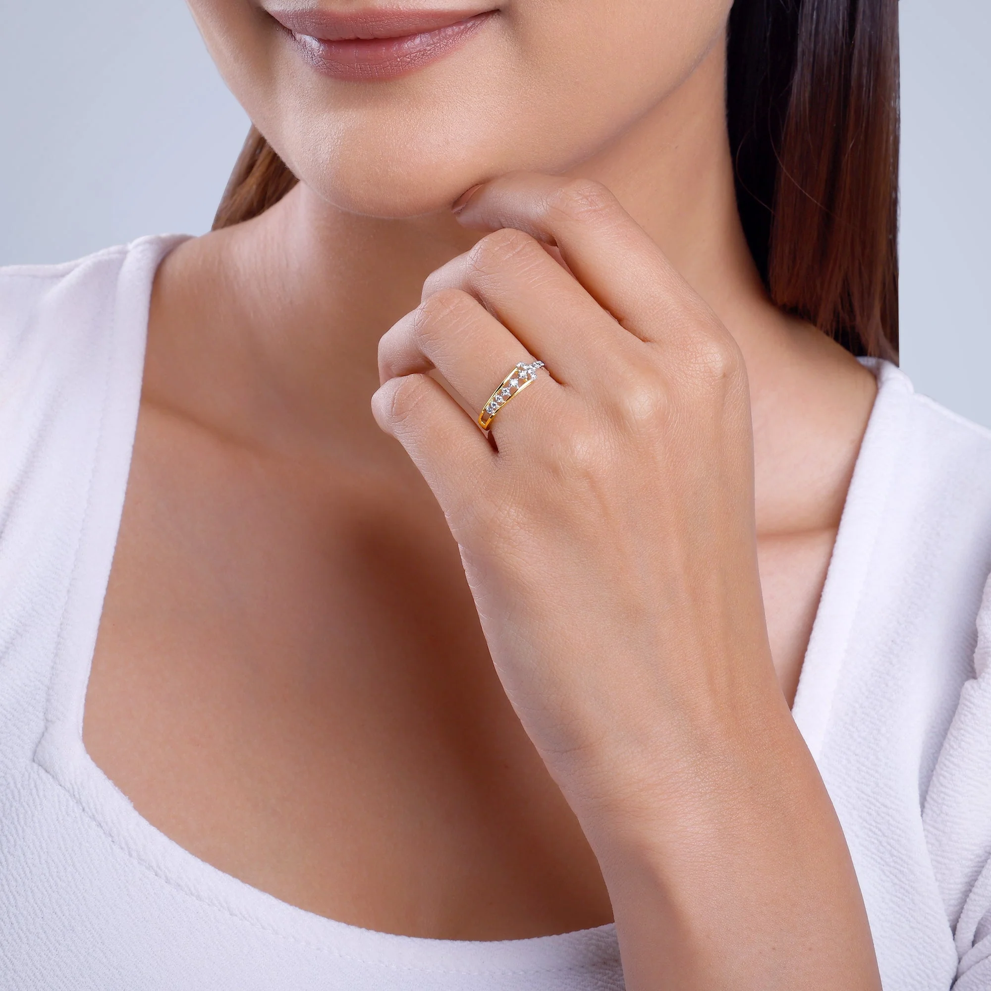 Gold Modern Mosaic Diamond Ring - Image 3