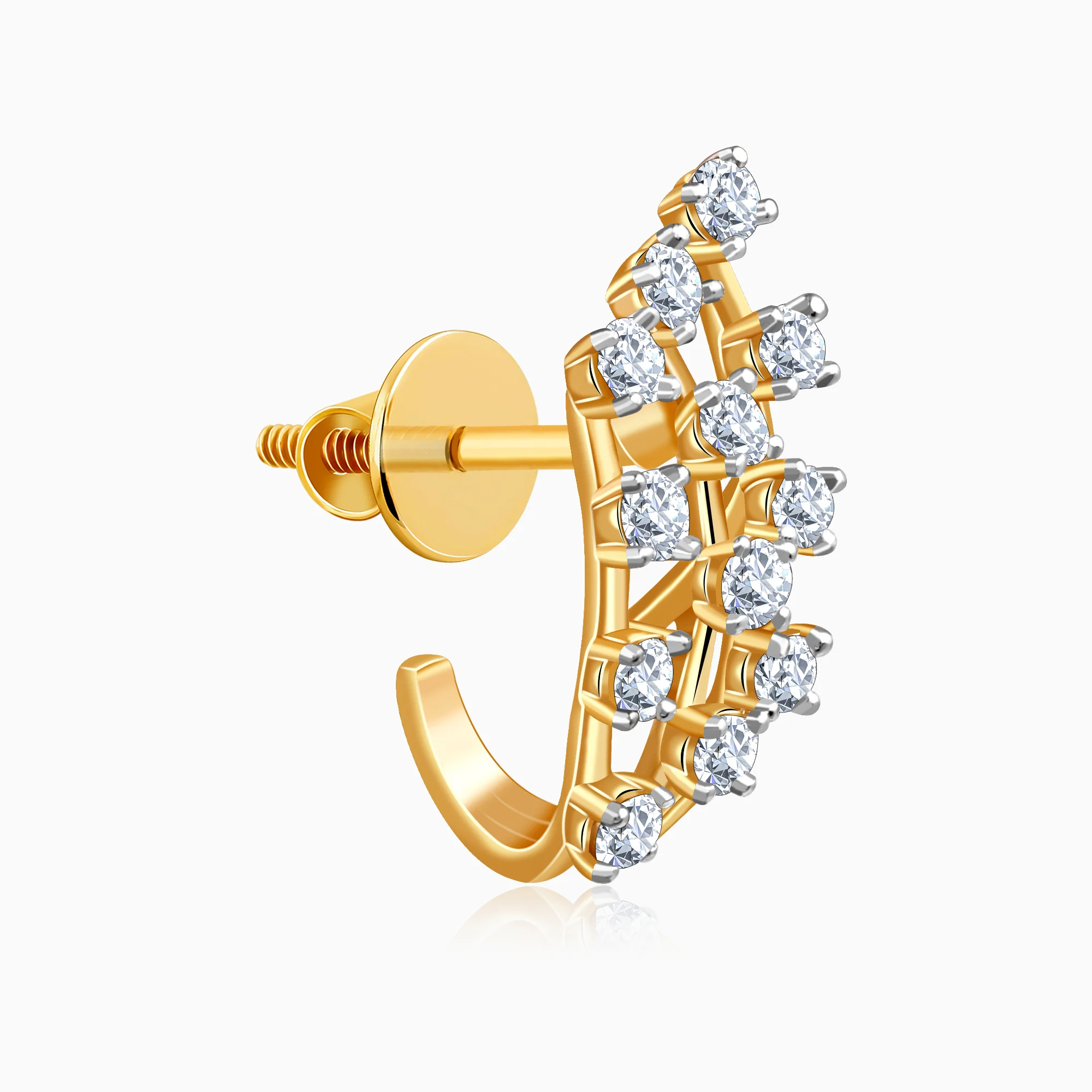 Gold Moonlit Waves J Hoop Lab Grown Diamond Earrings - Image 4