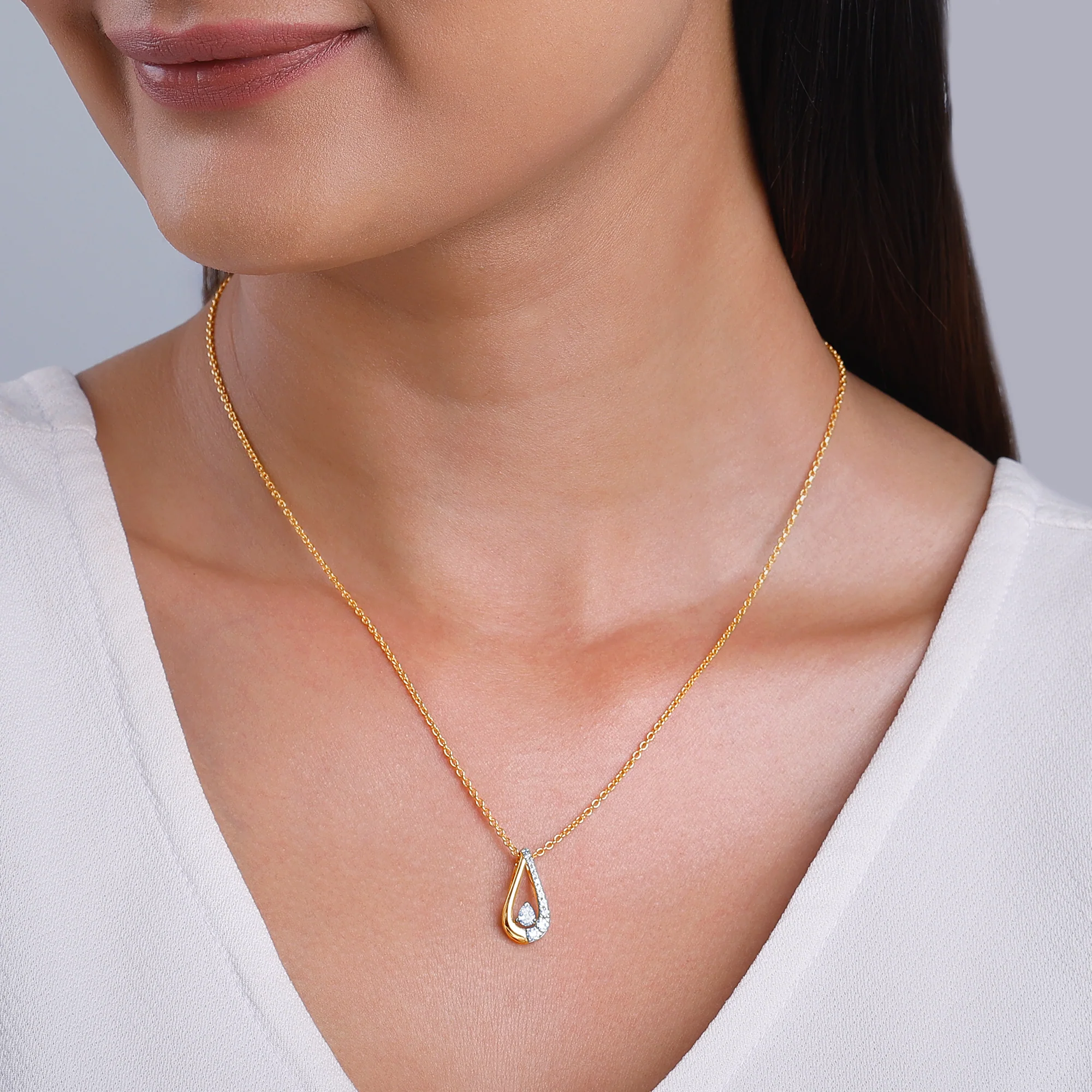 Gold Morning Driblet Lab Grown Diamond Pendant - Image 3