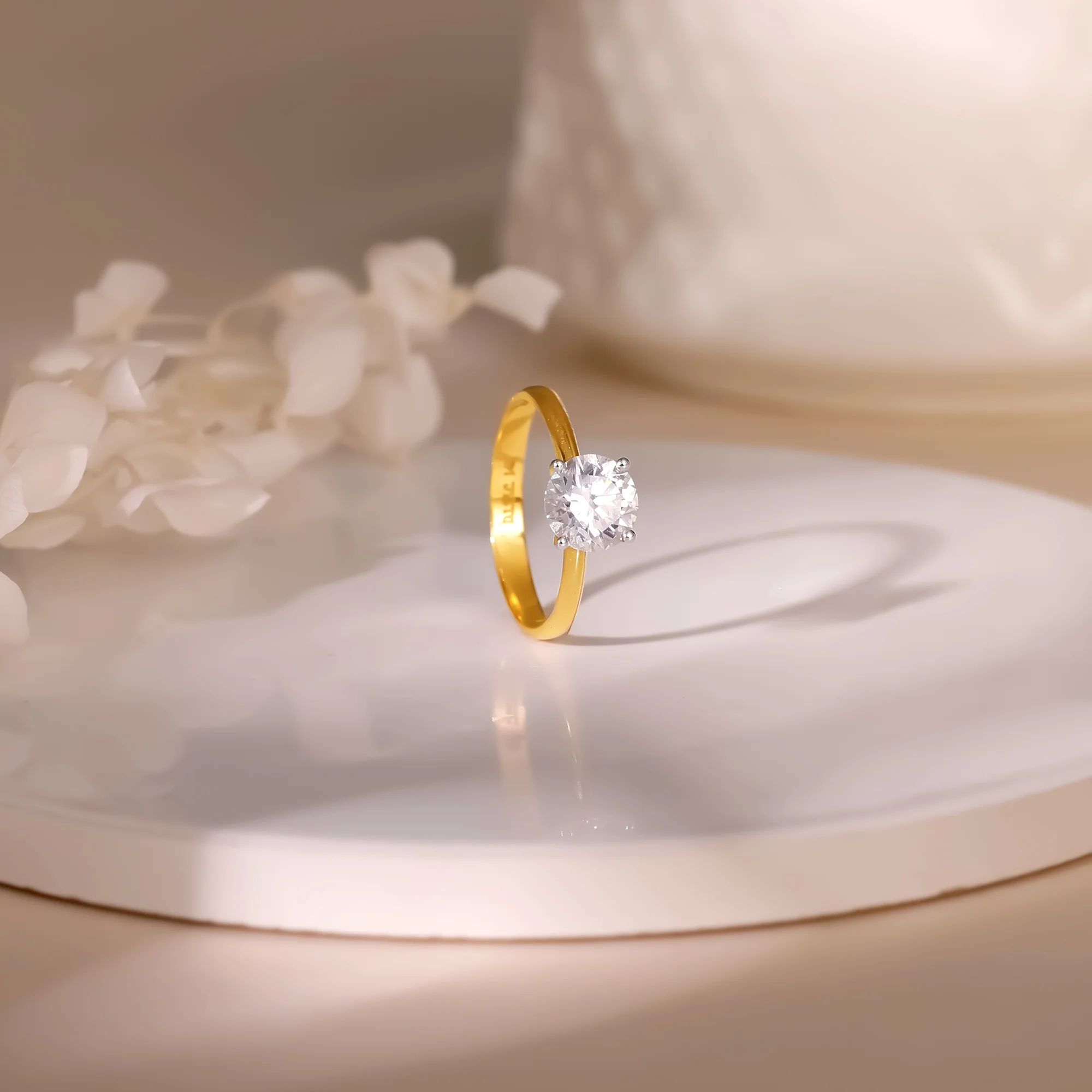 Gold Mystic Aura Solitaire Diamond Ring - Image 2
