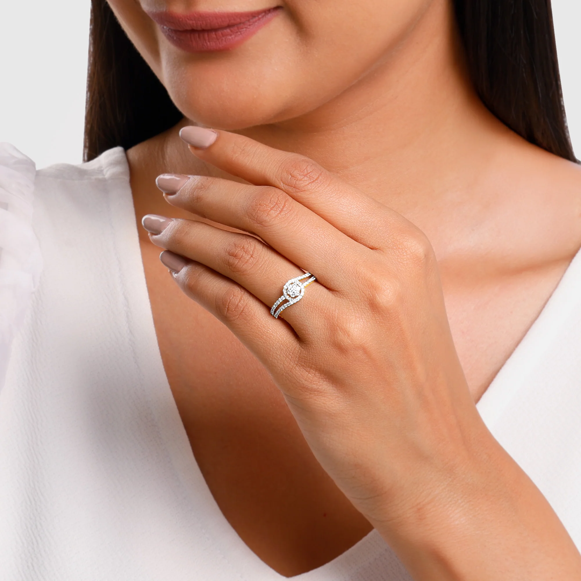 Gold Nigella Cluster Lab Grown Diamond Ring - Image 3