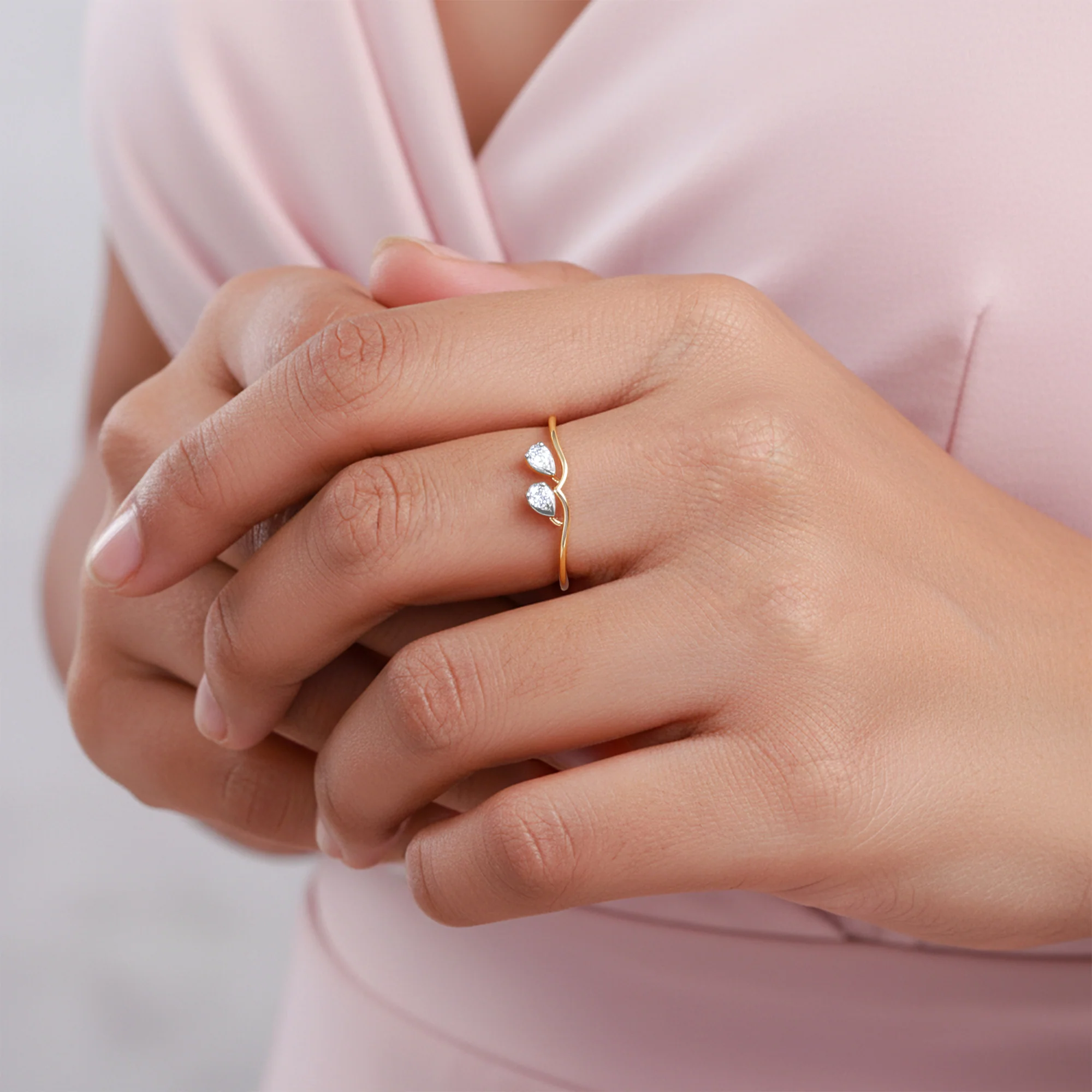 Gold Opal Waves Lab Grown Diamond Ring - Image 3