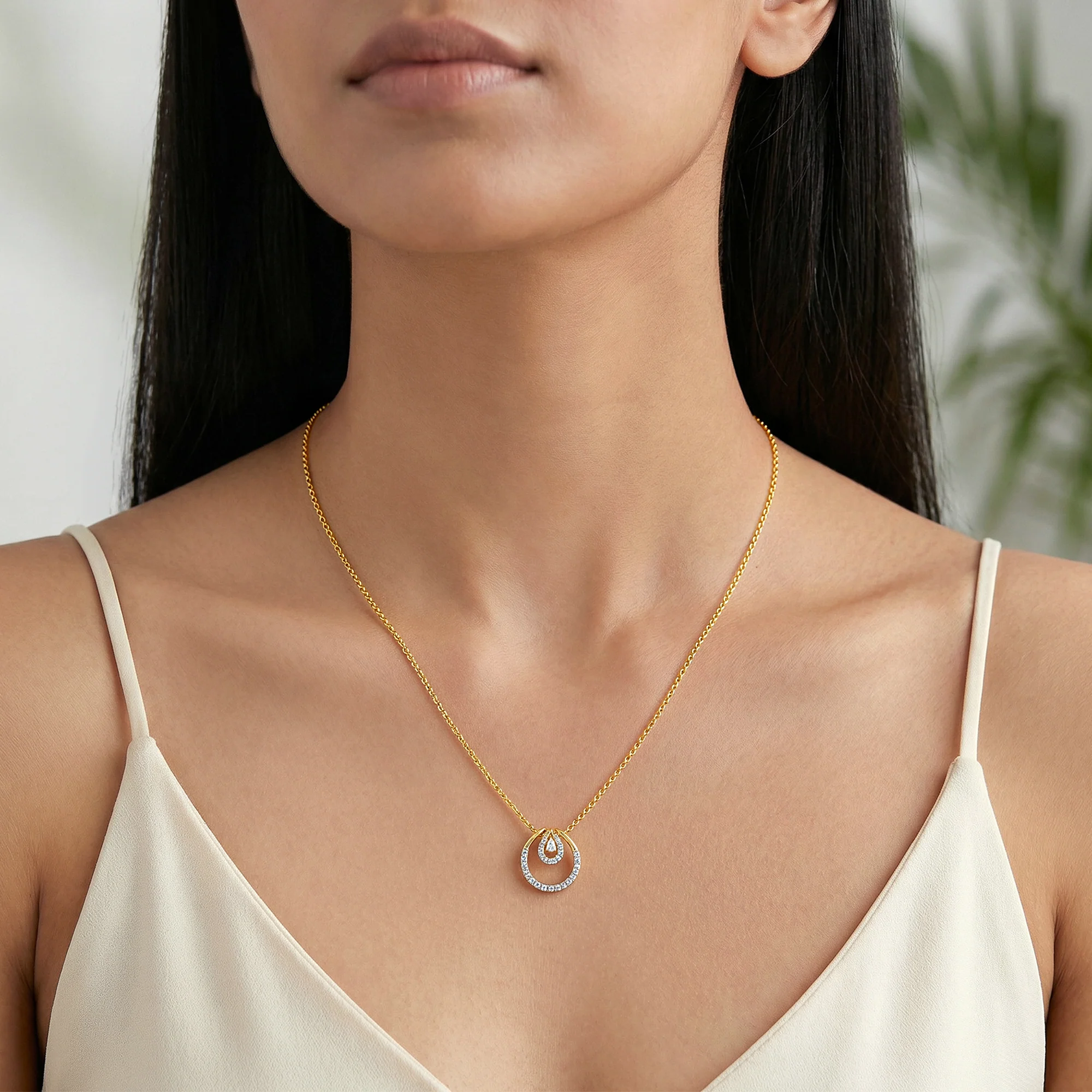 Gold Oval Aura Lab Grown Diamond Pendant - Image 3