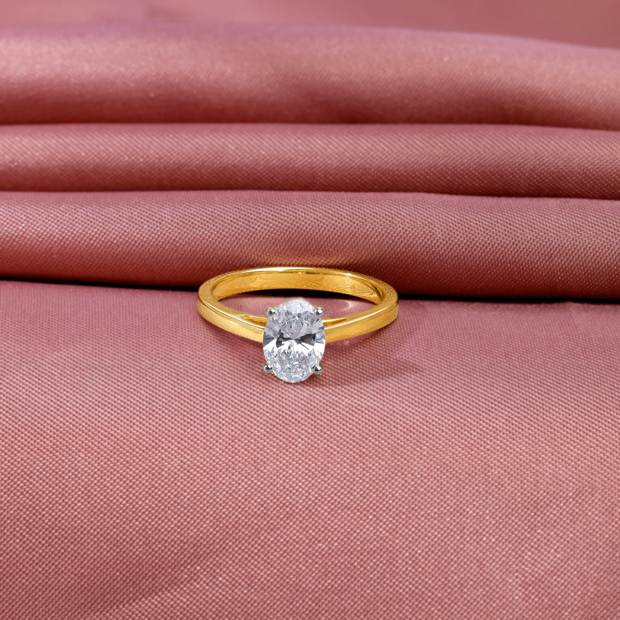 Gold Oval Cut Solitaire Lab Grown Diamond Ring - Image 2