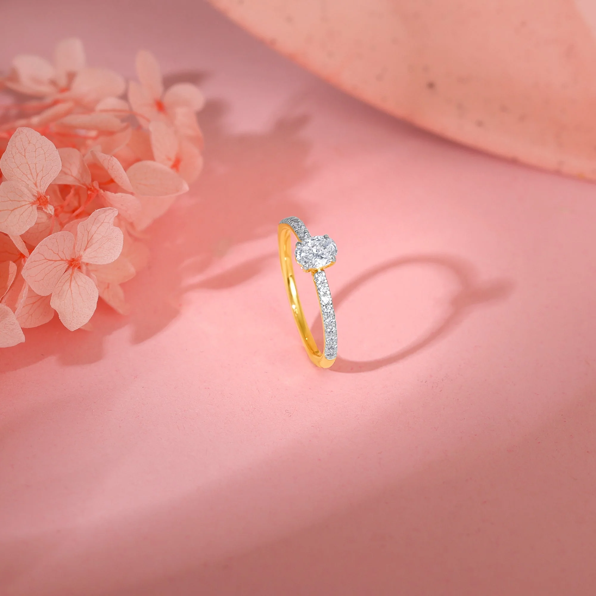 Gold Ovate Solitaire Lab Grown Diamond Ring - Image 2