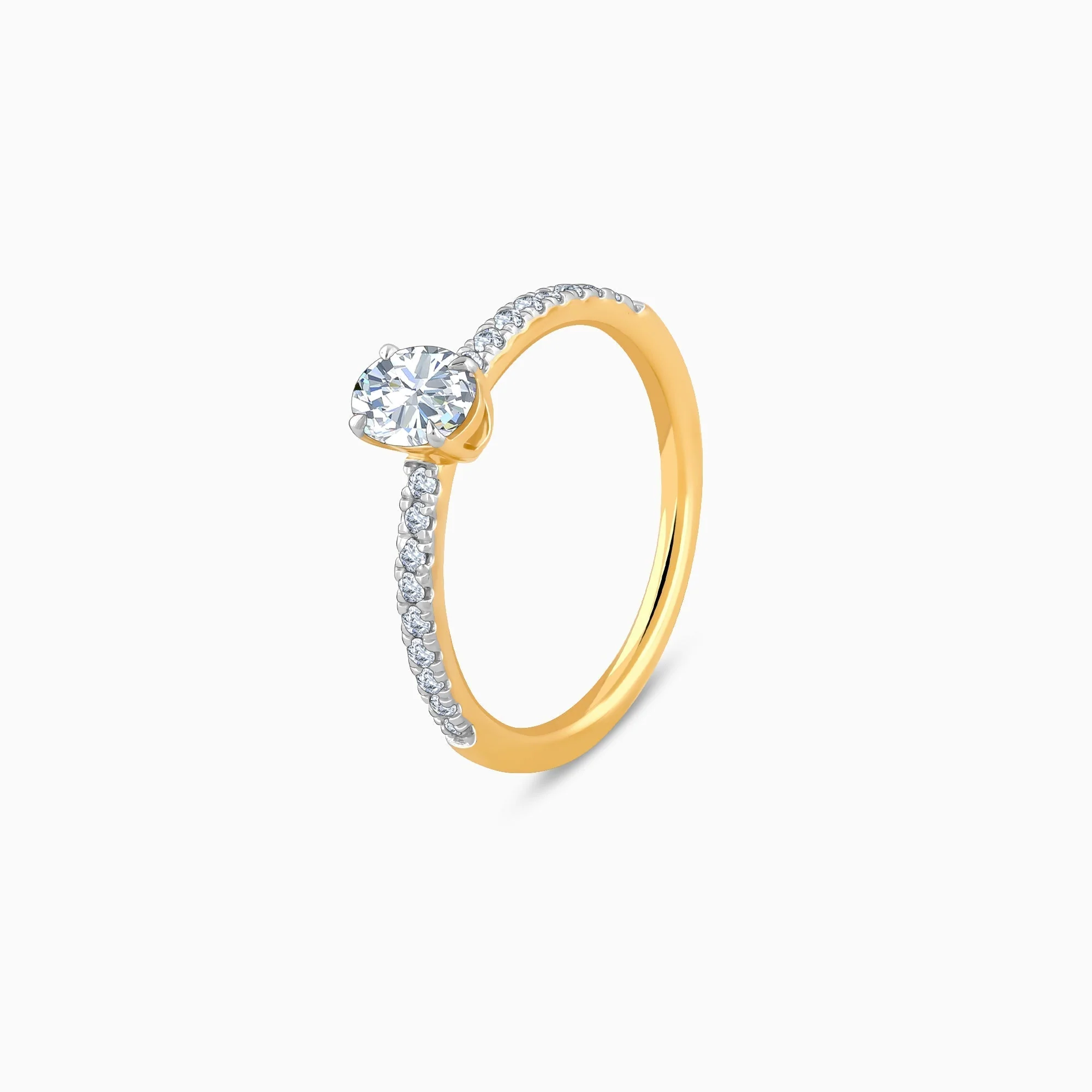 Gold Ovate Solitaire Lab Grown Diamond Ring - Image 4