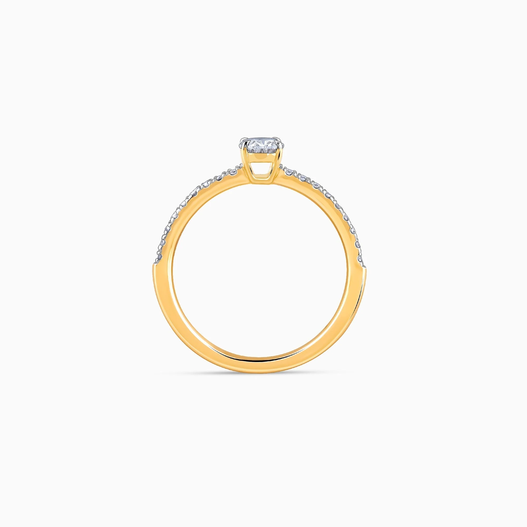 Gold Ovate Solitaire Lab Grown Diamond Ring - Image 5