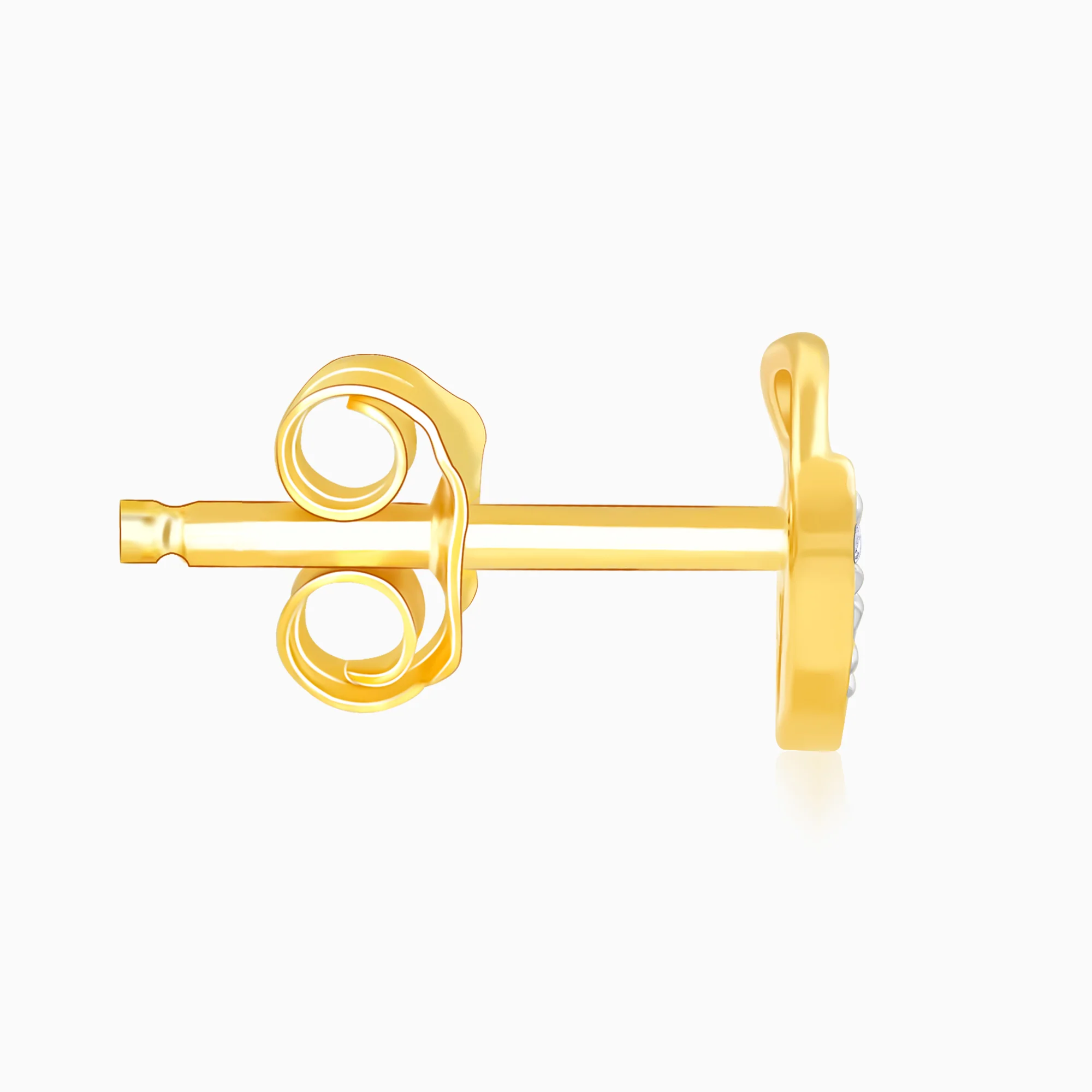 Gold Paired Leaves Diamond Stud Earrings - Image 5