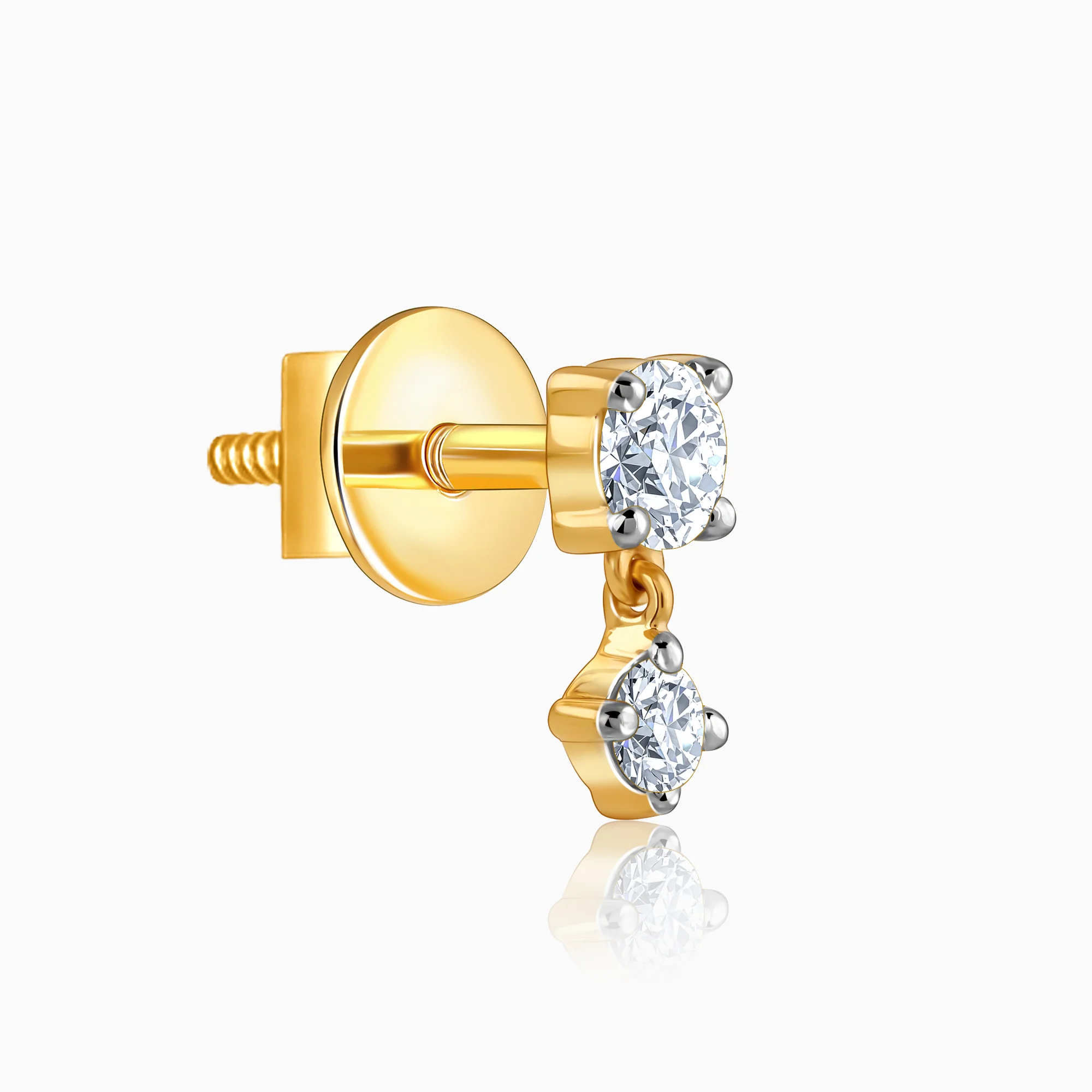 Gold Paseo Solitaire Diamond Studs - Image 4