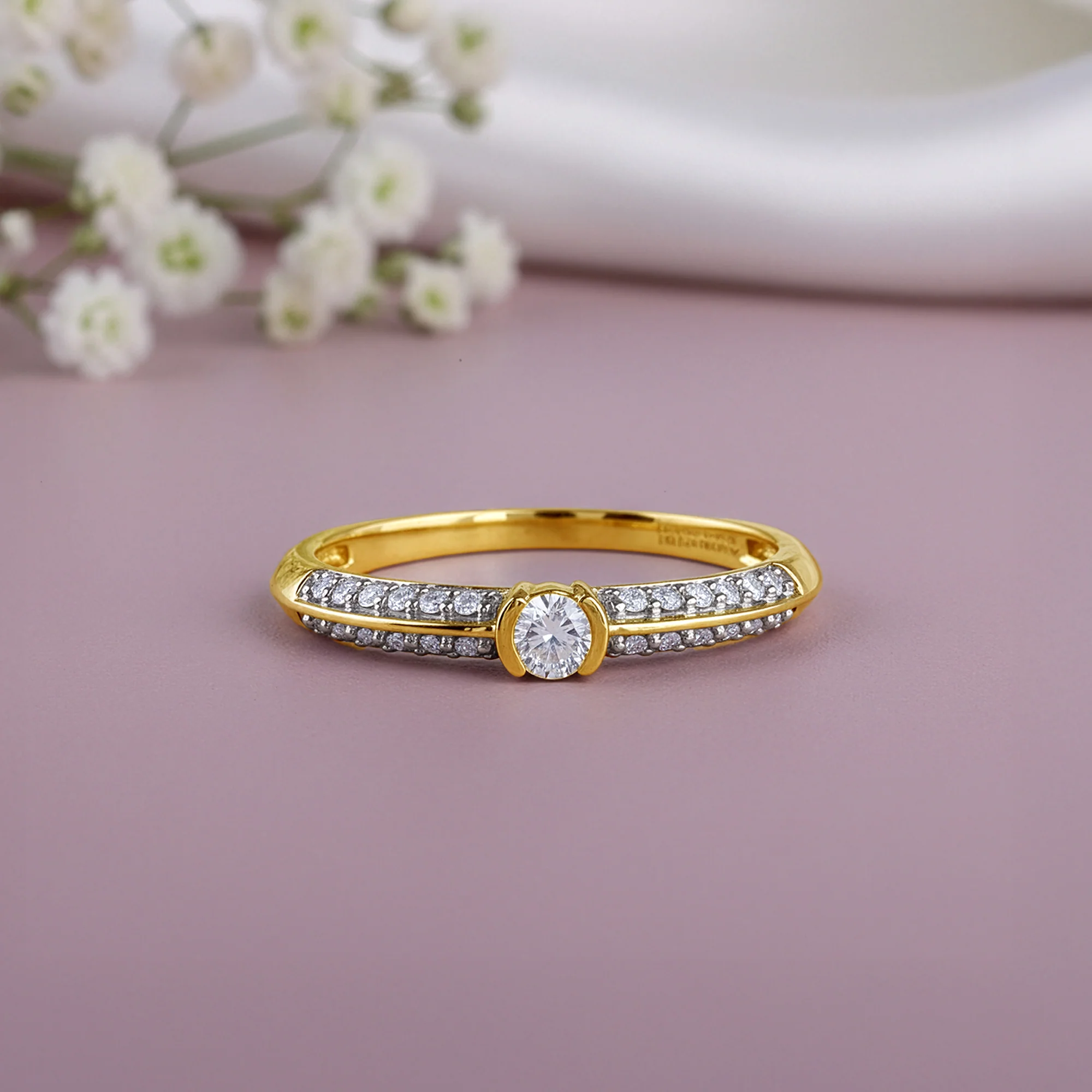 Gold Pave Lab Grown Diamond Ring - Image 2