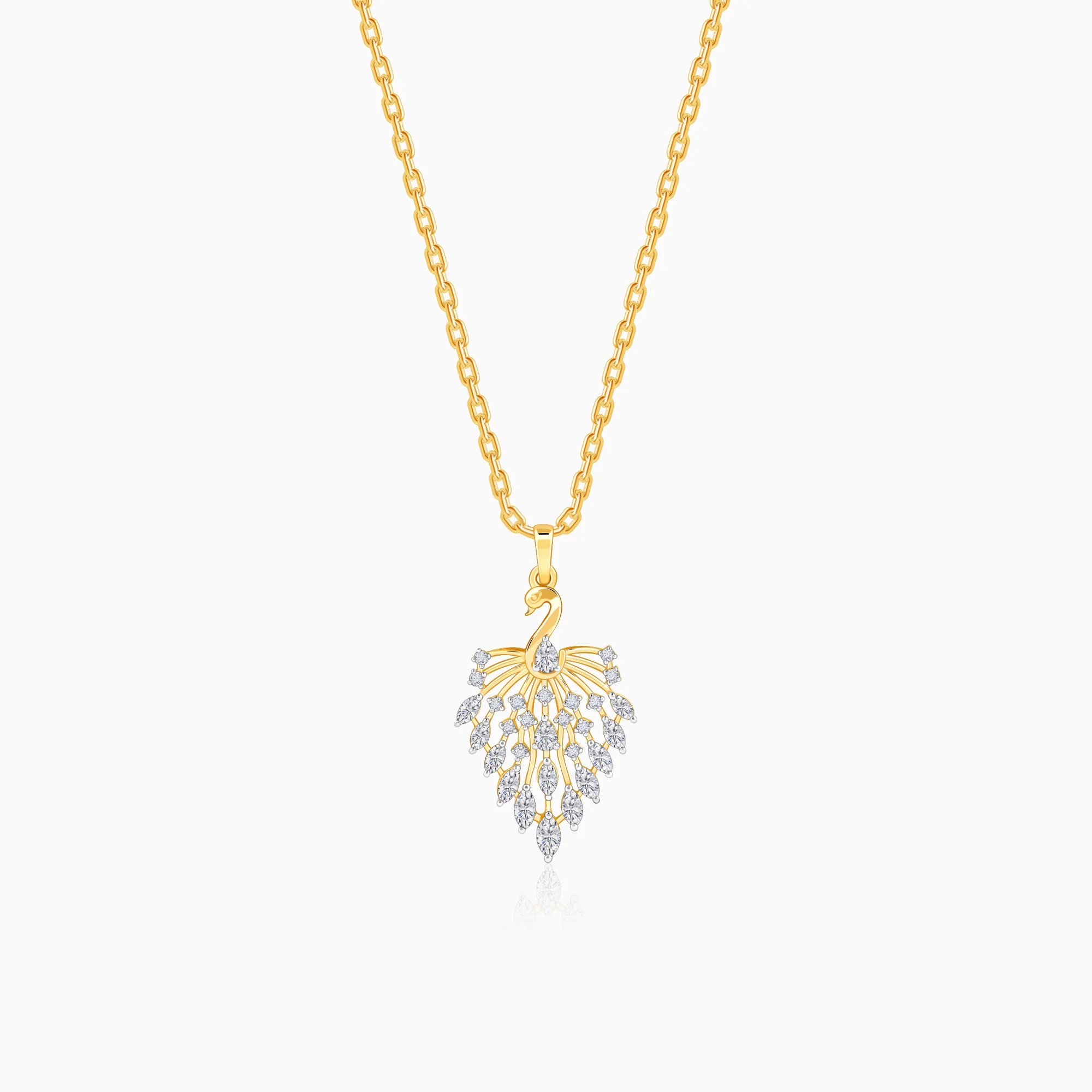 Gold Peacock Dance Lab Grown Diamond Pendant