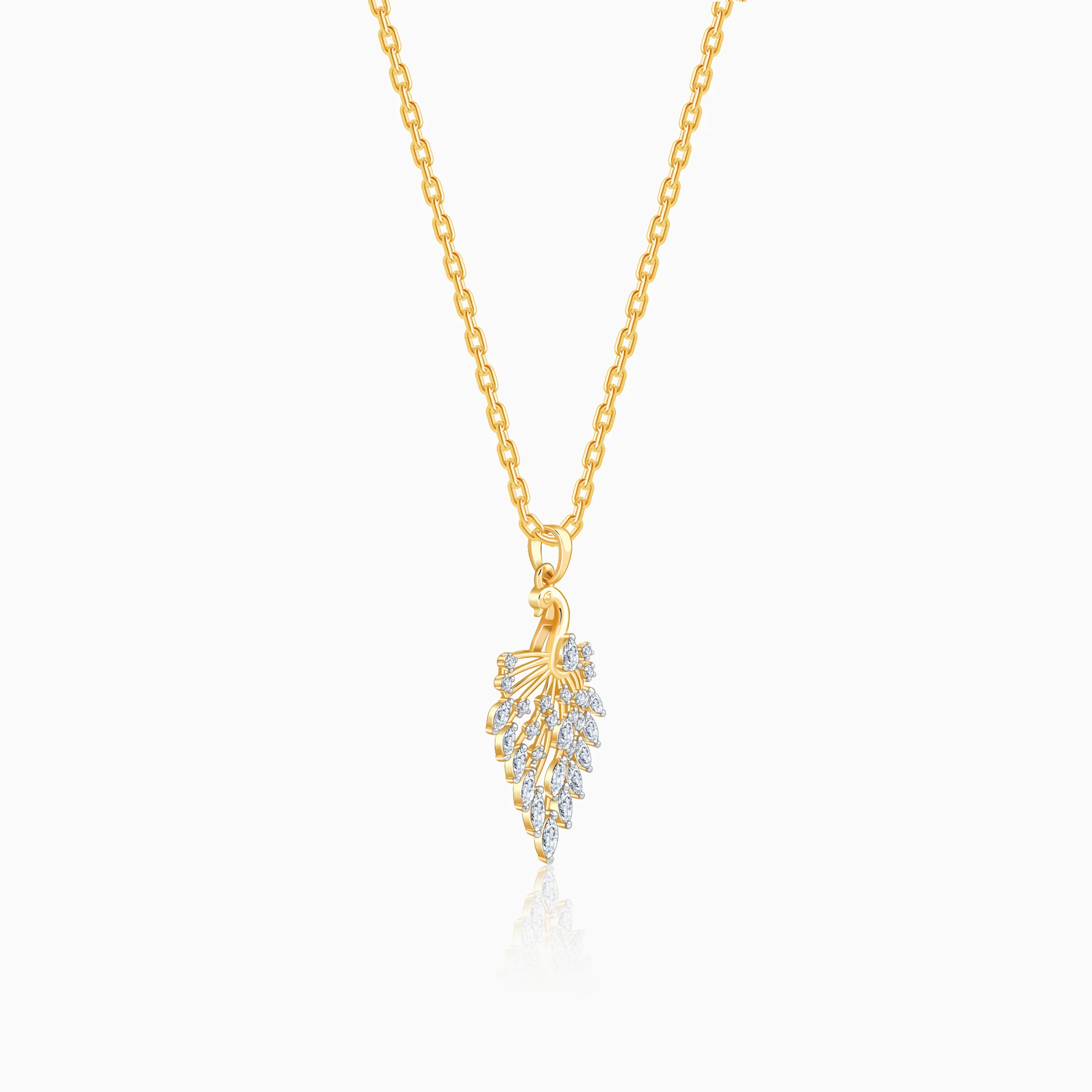 Gold Peacock Dance Lab Grown Diamond Pendant - Image 4