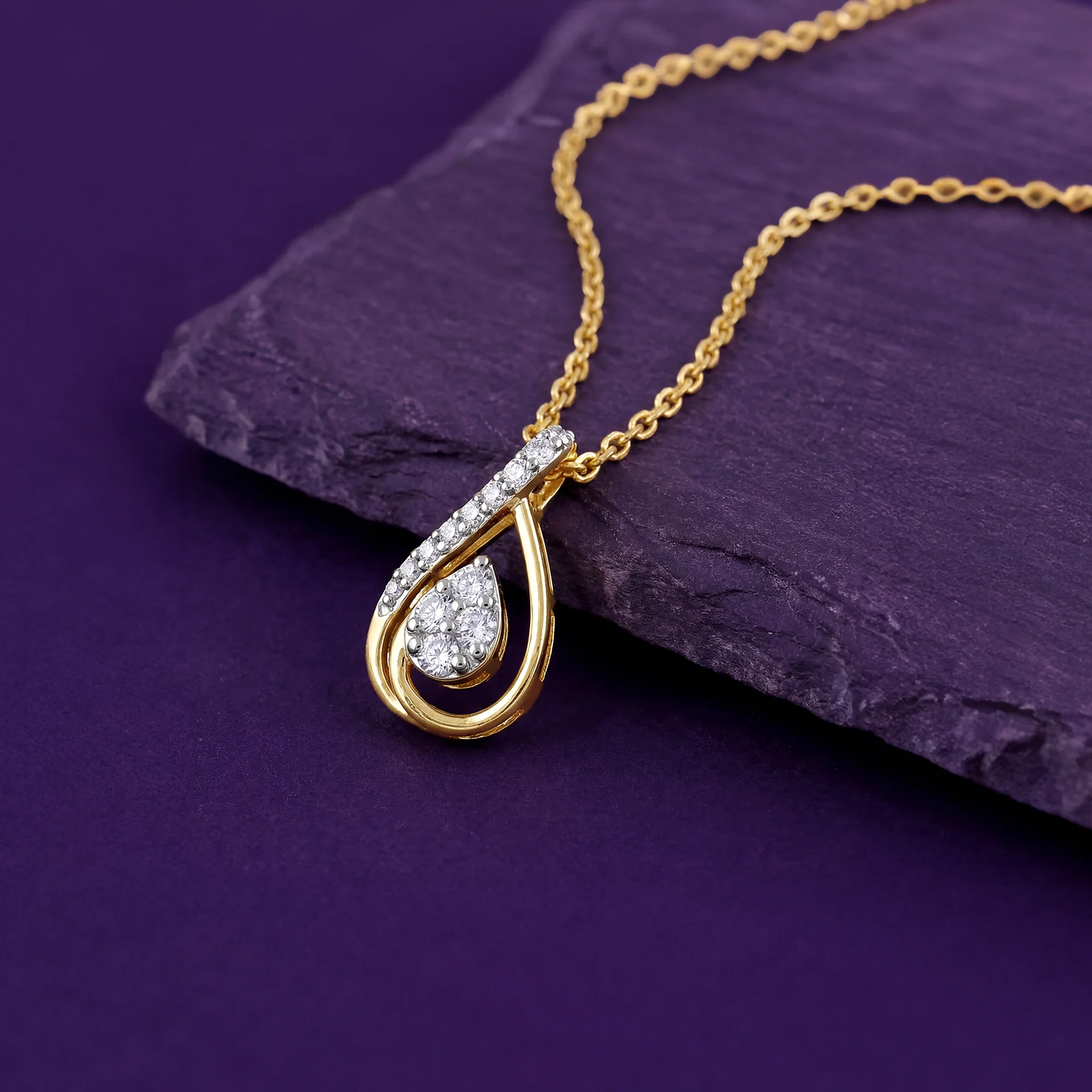 Gold Pear Within Lab Grown Diamond Pendant - Image 2